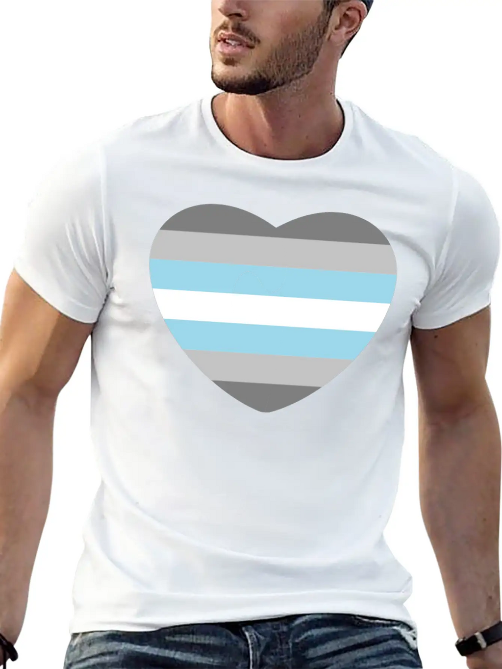 Heart With Demiboy Flag Essential Cotton Tee For Daily Outfits – Unisex Style