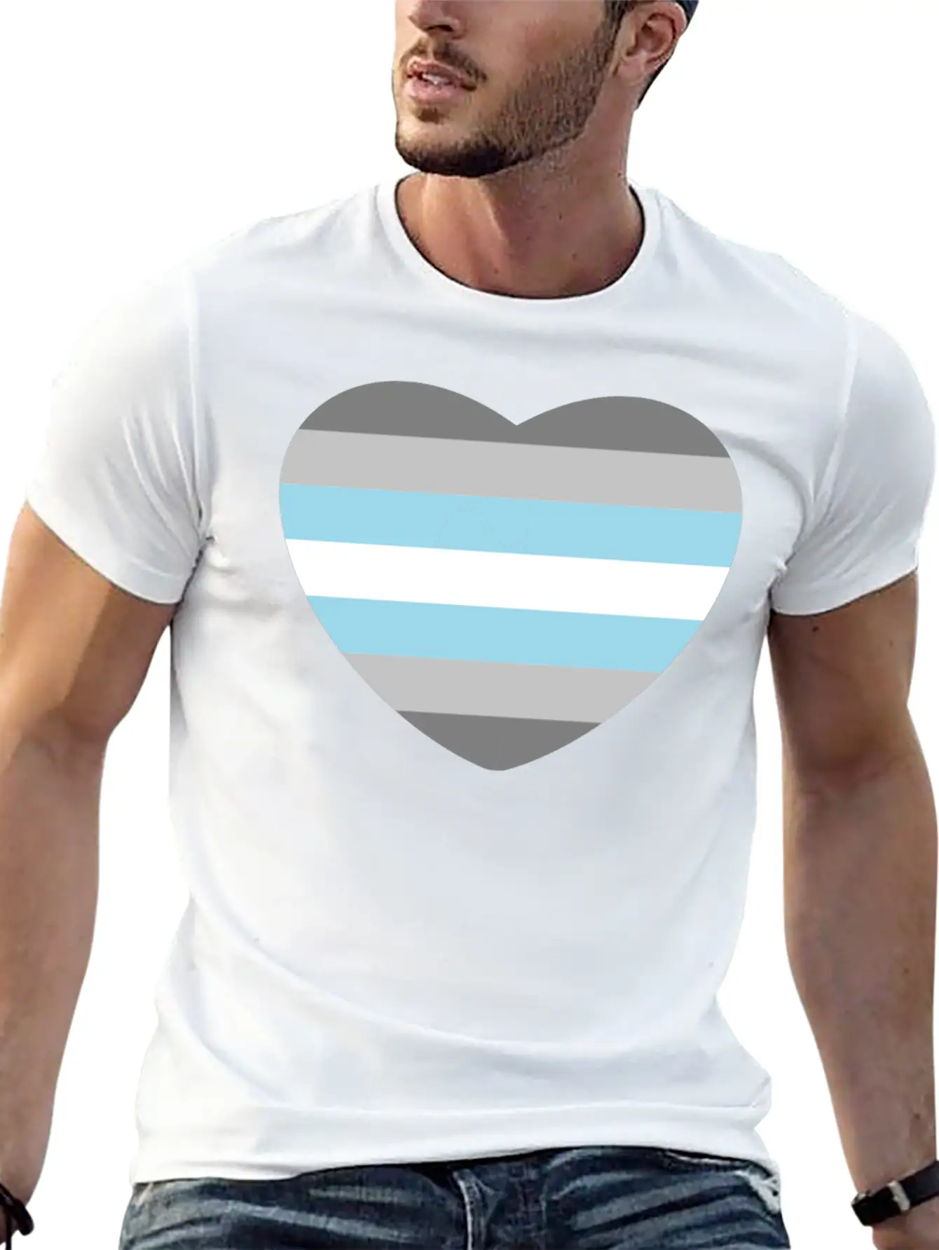 Heart With Demiboy Flag Essential Cotton Tee For Daily Outfits – Unisex Style