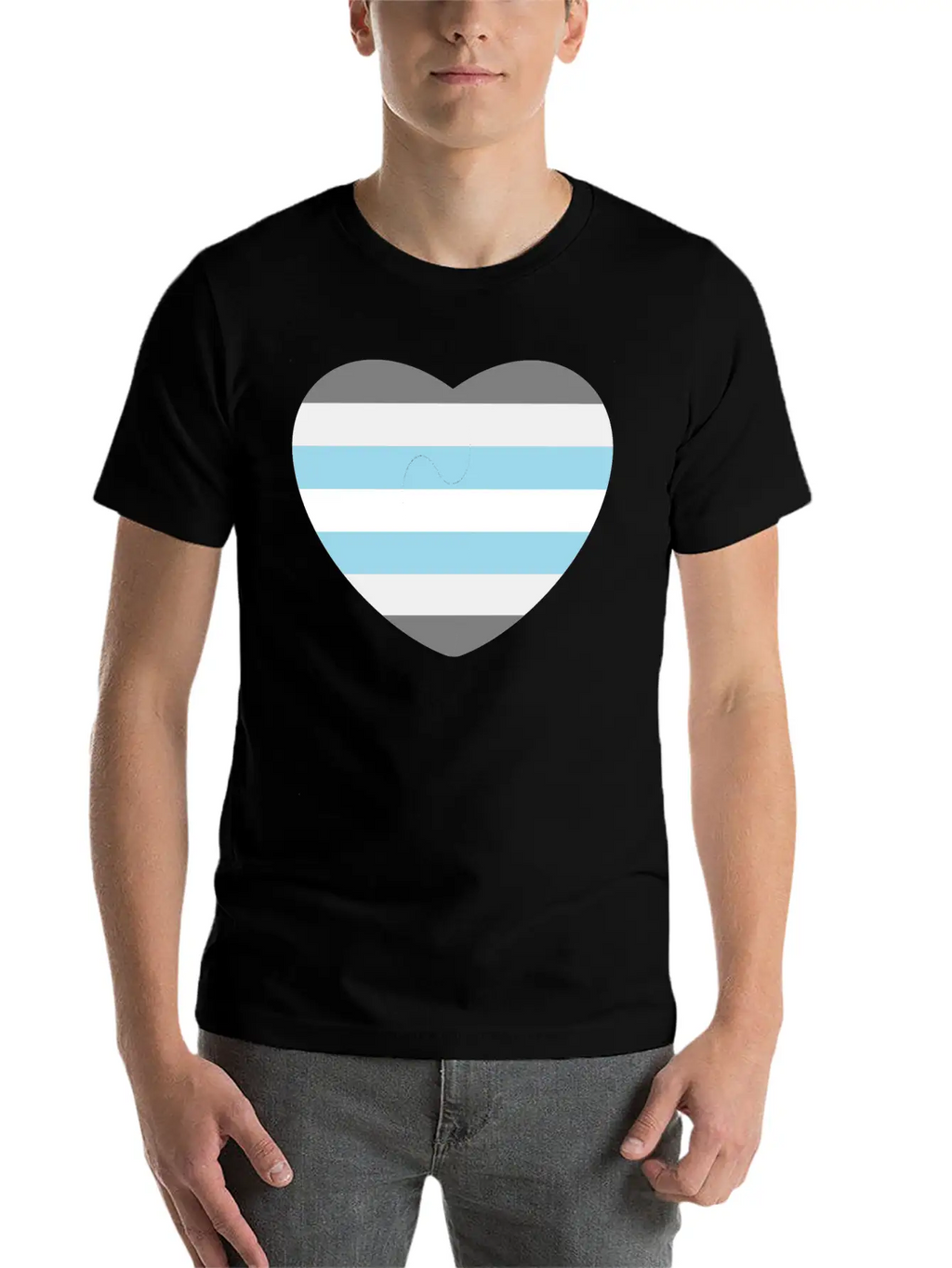 Heart With Demiboy Flag Essential Cotton Tee For Daily Outfits – Unisex Style