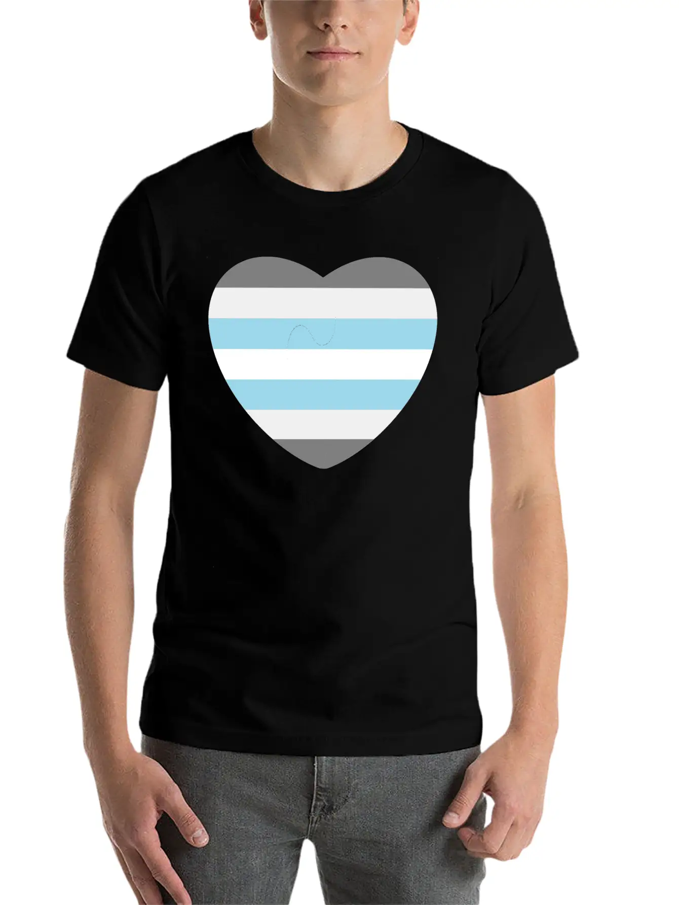 Heart With Demiboy Flag Essential Cotton Tee For Daily Outfits – Unisex Style
