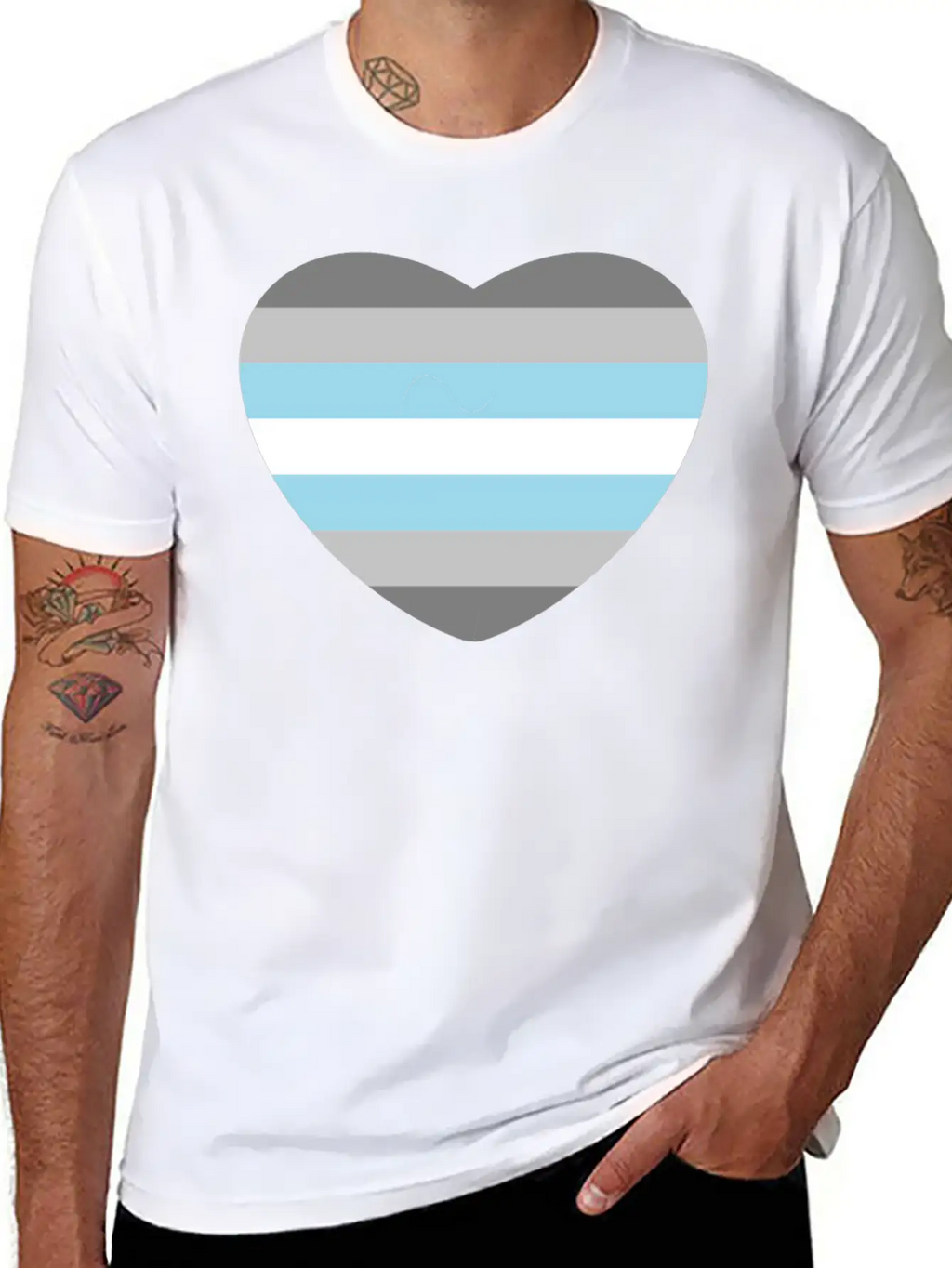 Heart With Demiboy Flag Essential Cotton Tee For Daily Outfits – Unisex Style