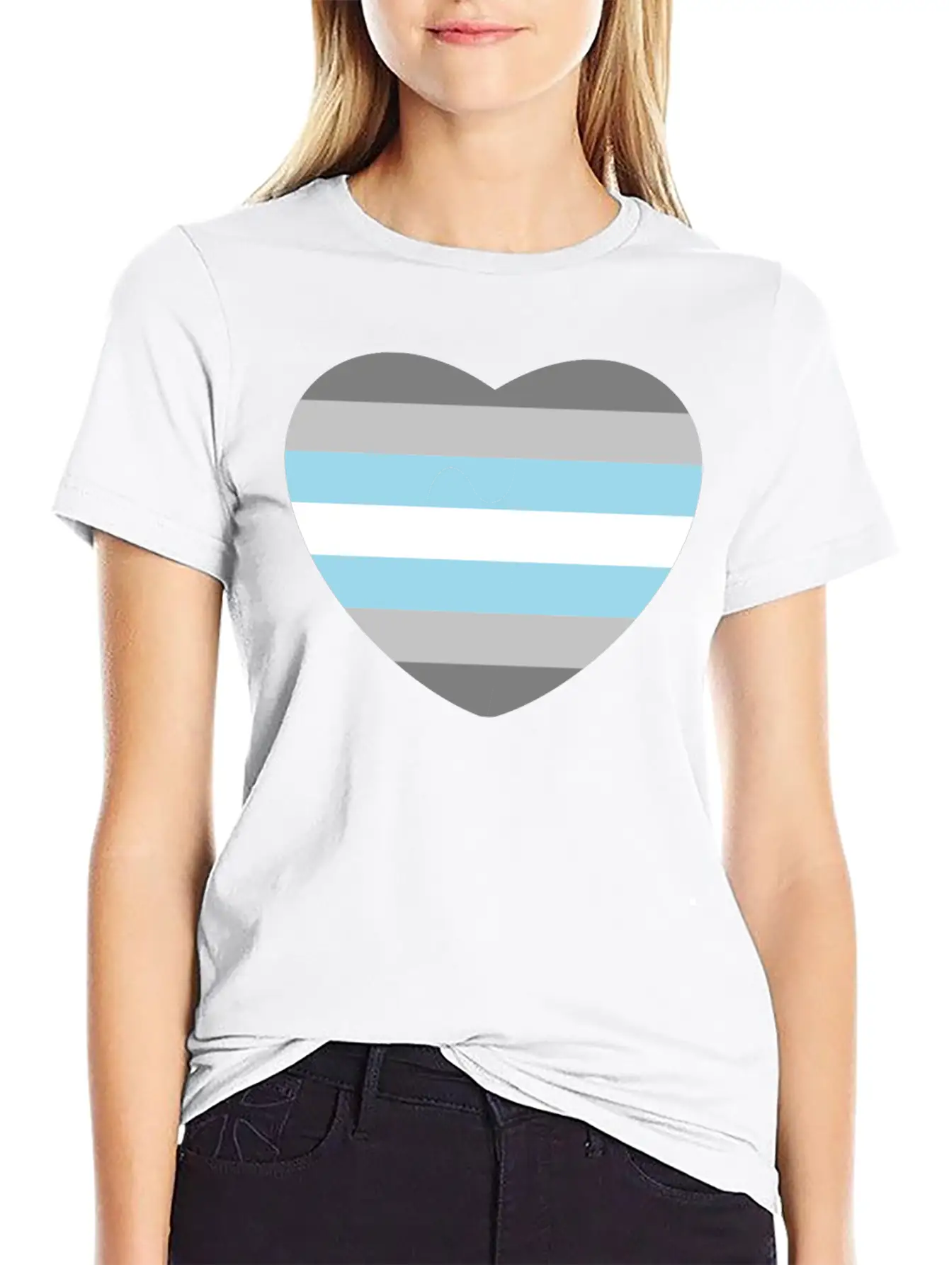 Heart With Demiboy Flag Essential Cotton Tee For Daily Outfits – Unisex Style
