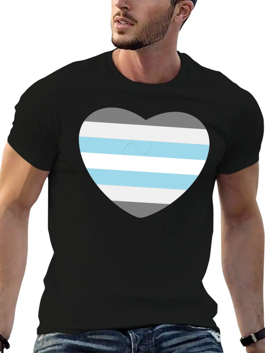 Heart With Demiboy Flag Essential Cotton Tee For Daily Outfits – Unisex Style