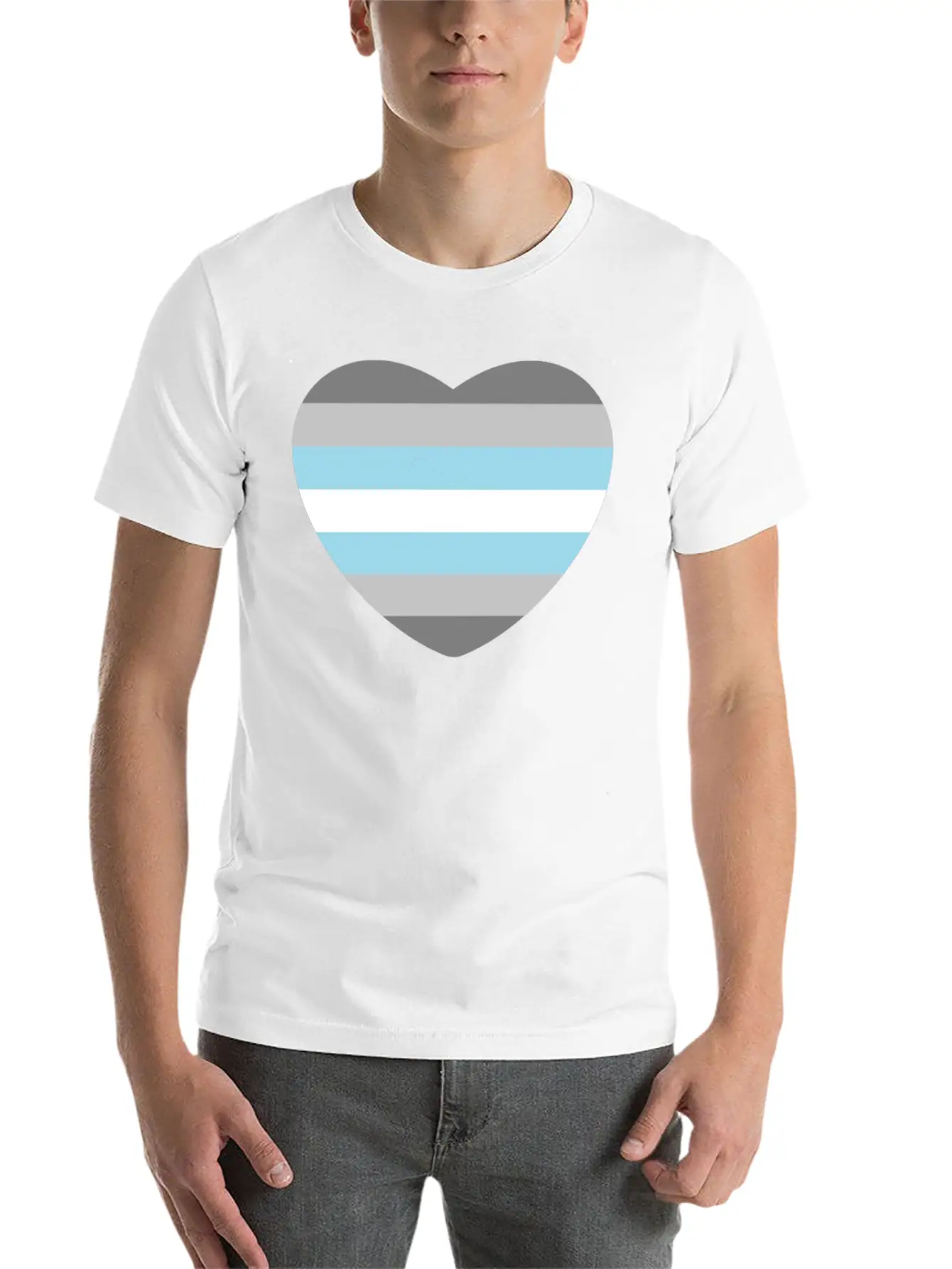 Heart With Demiboy Flag Essential Cotton Tee For Daily Outfits – Unisex Style