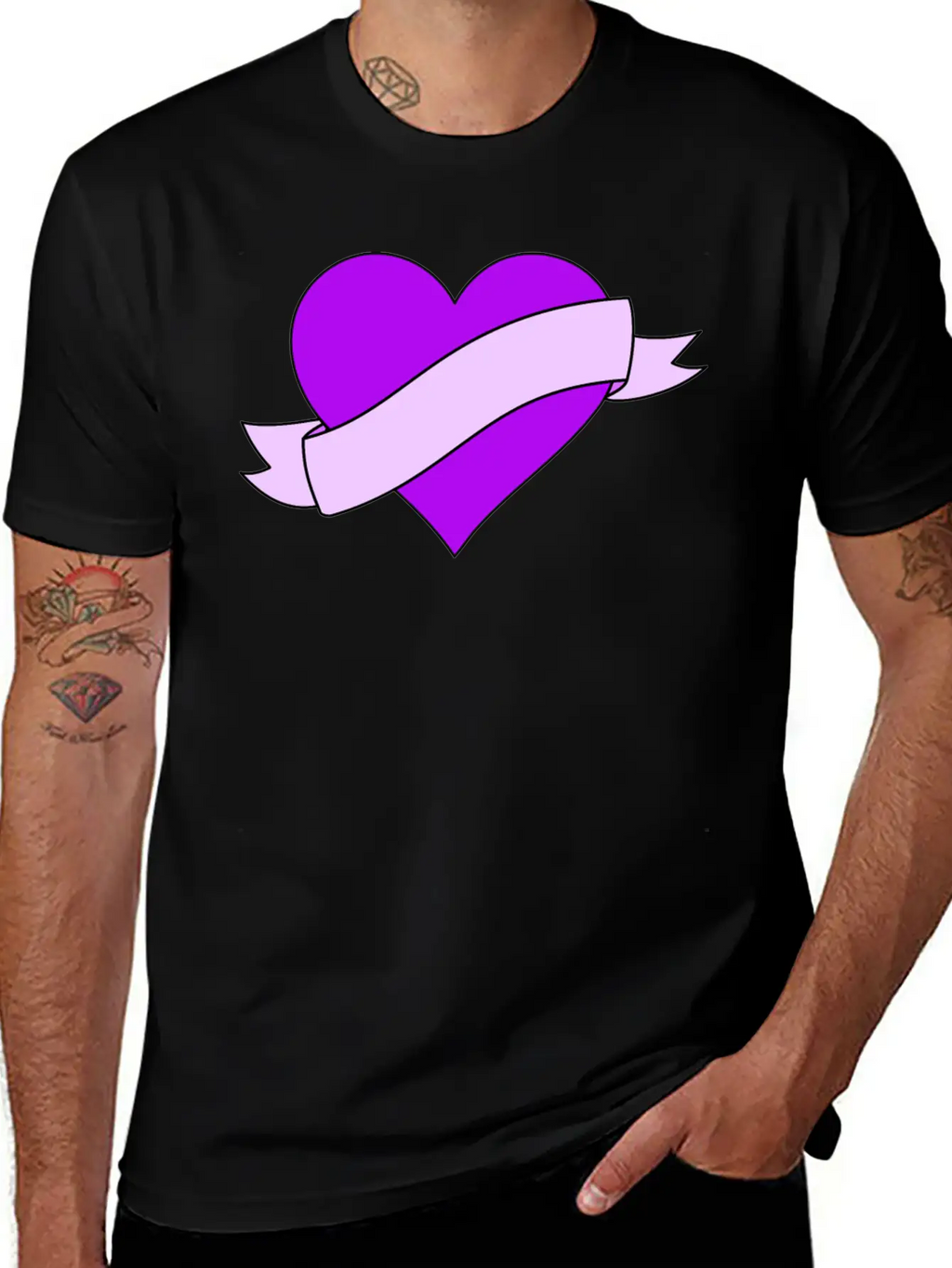 Heart With Ribbon Banner Unisex Casual T-Shirt – Clean Design For Daily Comfort