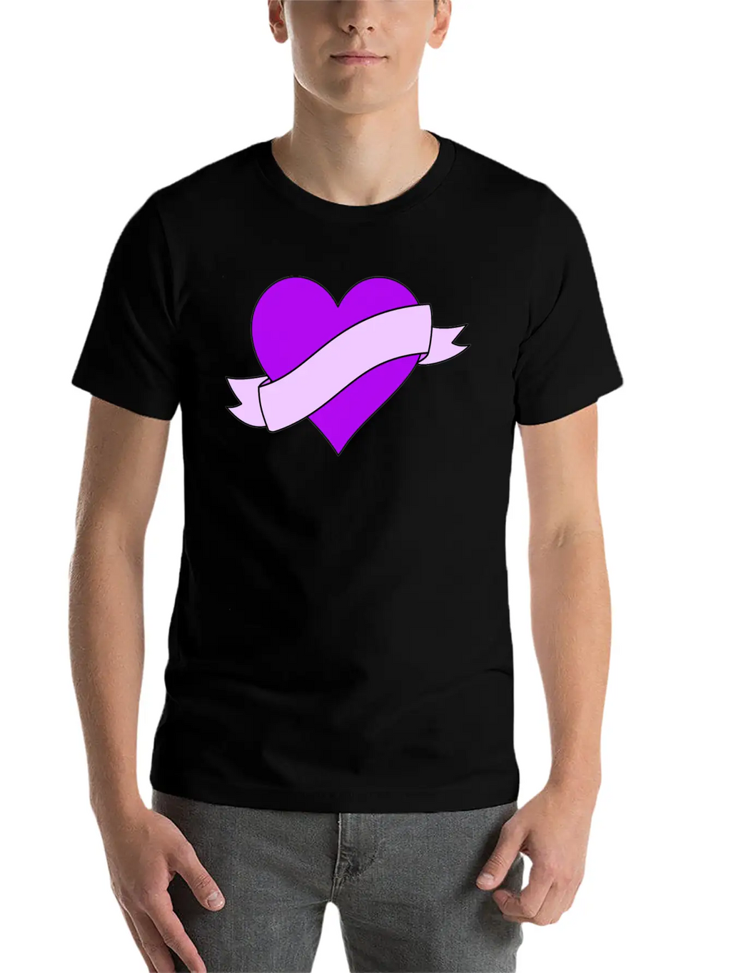 Heart With Ribbon Banner Unisex Casual T-Shirt – Clean Design For Daily Comfort
