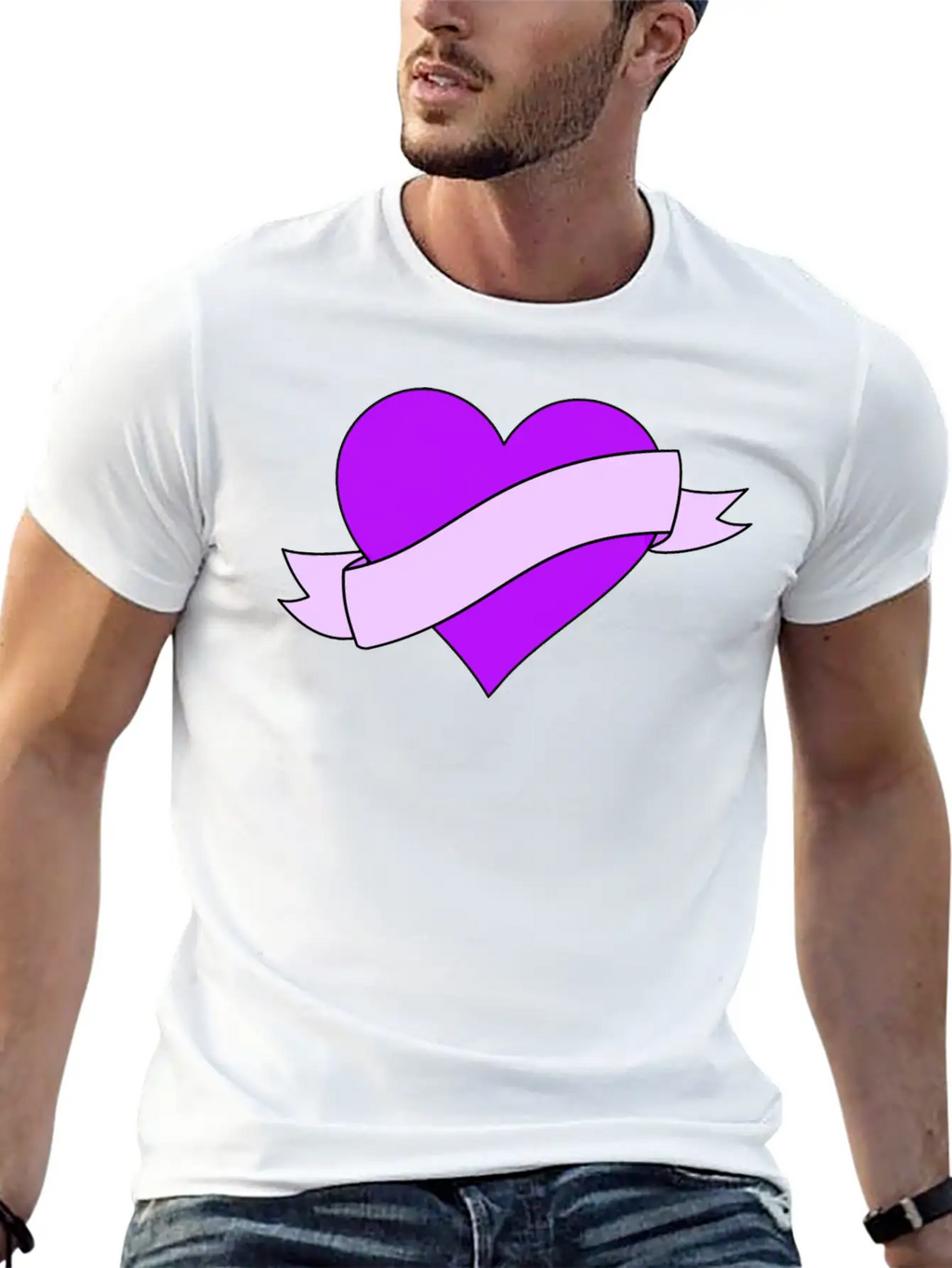 Heart With Ribbon Banner Unisex Casual T-Shirt – Clean Design For Daily Comfort