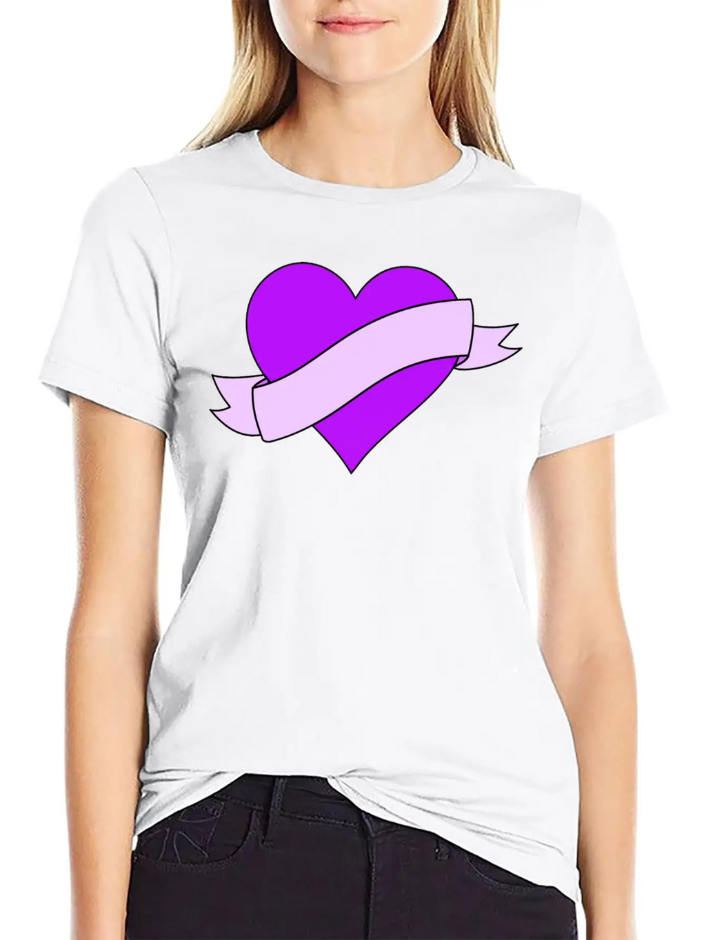 Heart With Ribbon Banner Unisex Casual T-Shirt – Clean Design For Daily Comfort