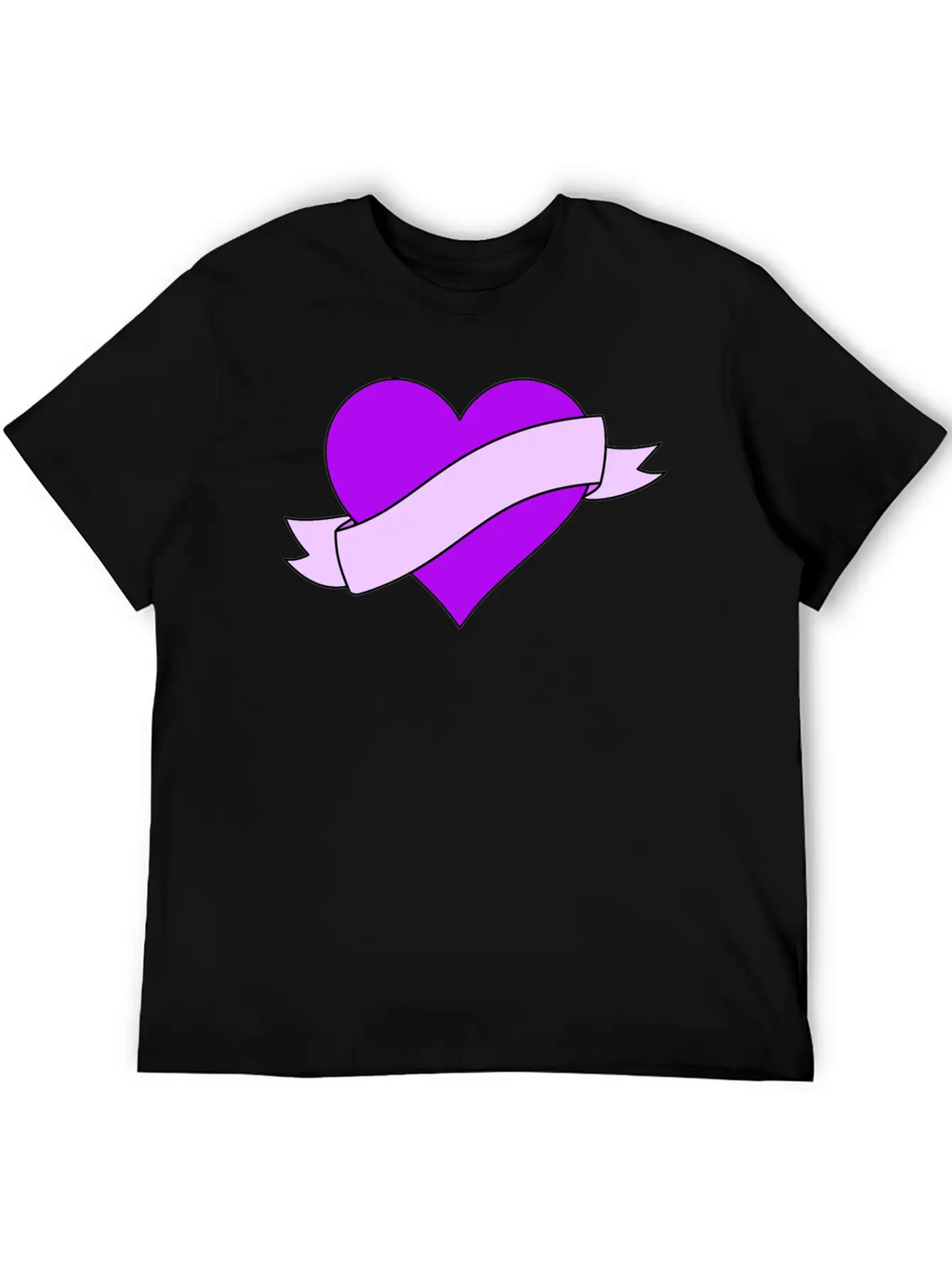 Heart With Ribbon Banner Unisex Casual T-Shirt – Clean Design For Daily Comfort