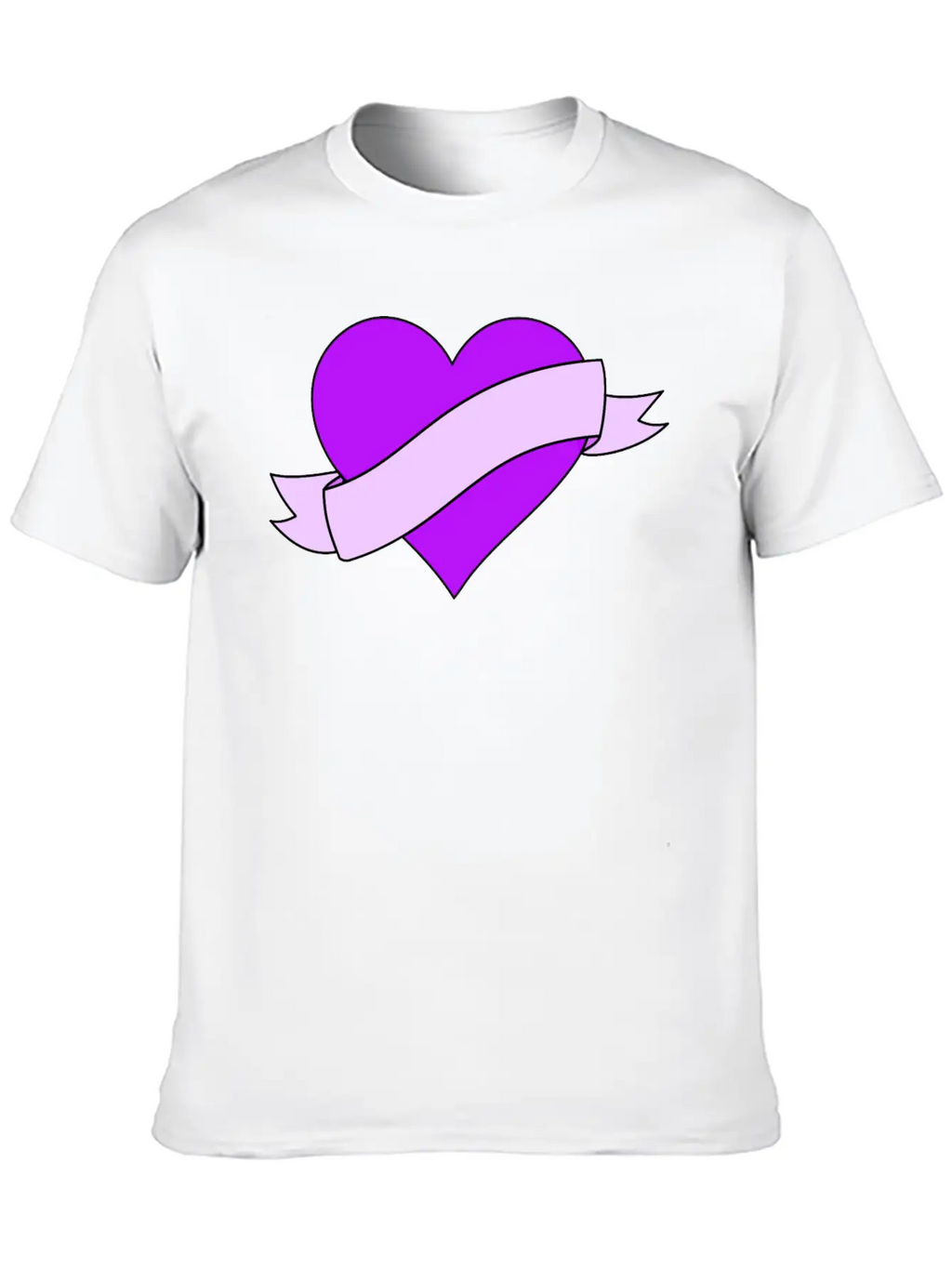 Heart With Ribbon Banner Unisex Casual T-Shirt – Clean Design For Daily Comfort