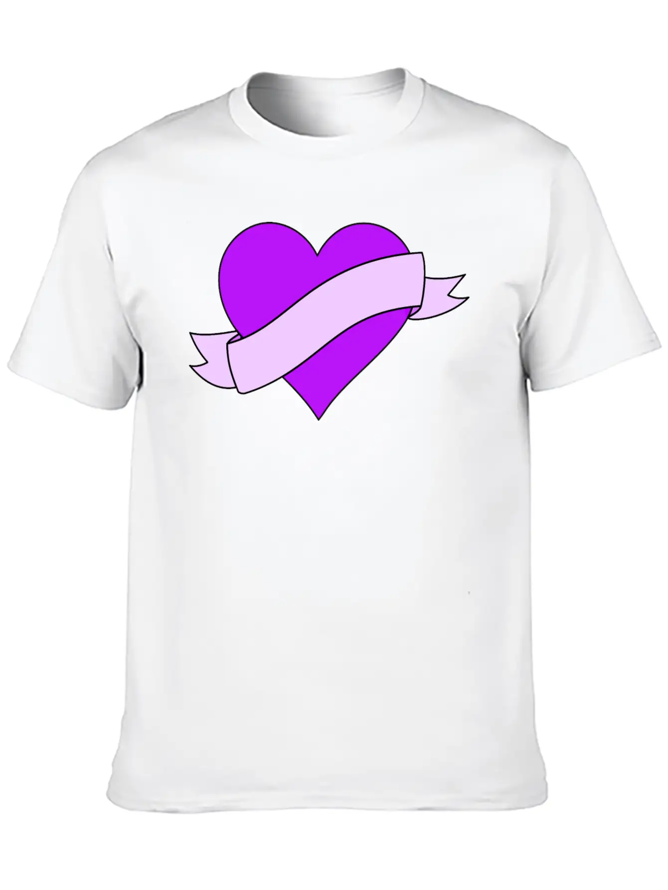 Heart With Ribbon Banner Unisex Casual T-Shirt – Clean Design For Daily Comfort