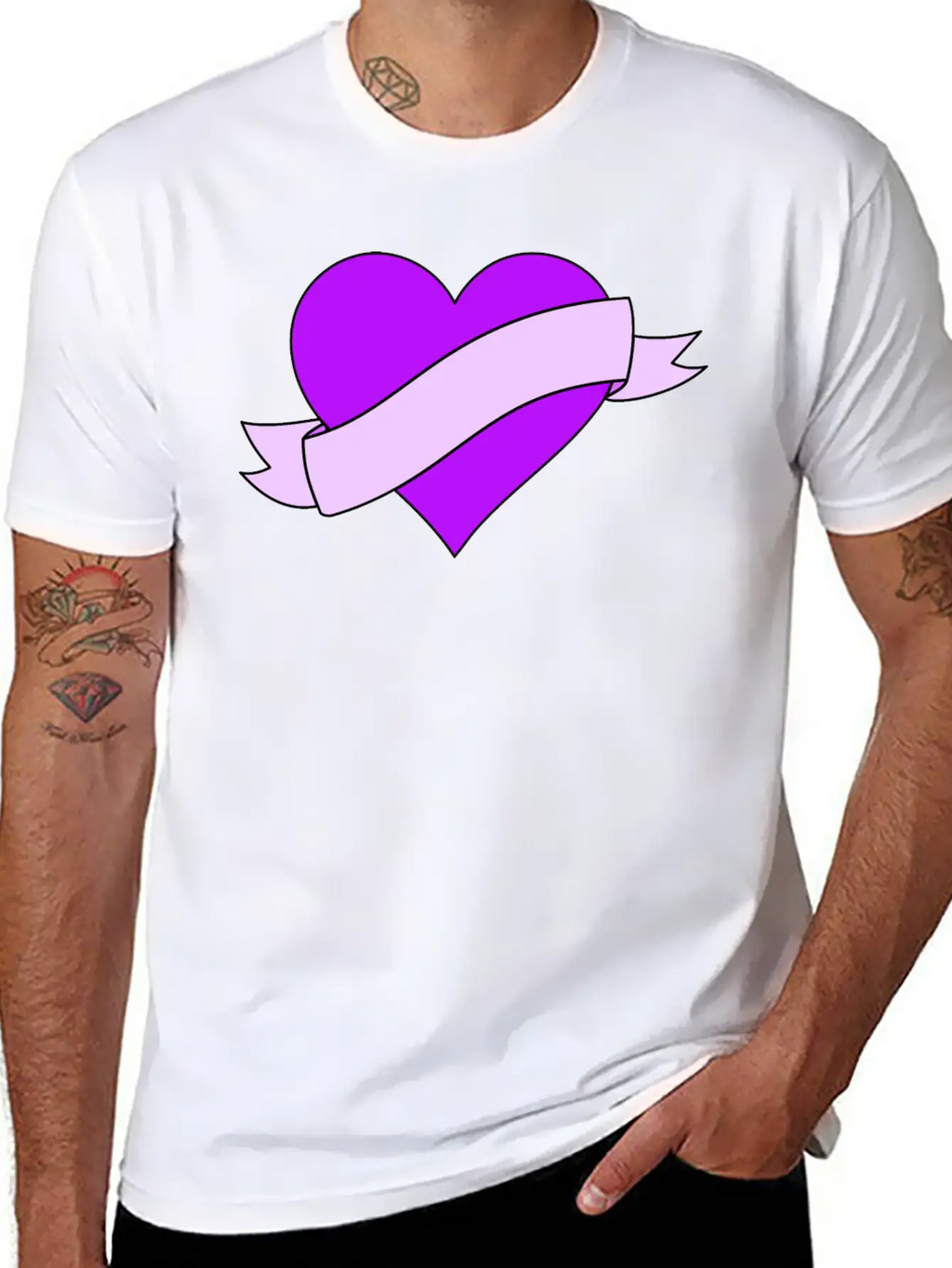 Heart With Ribbon Banner Unisex Casual T-Shirt – Clean Design For Daily Comfort