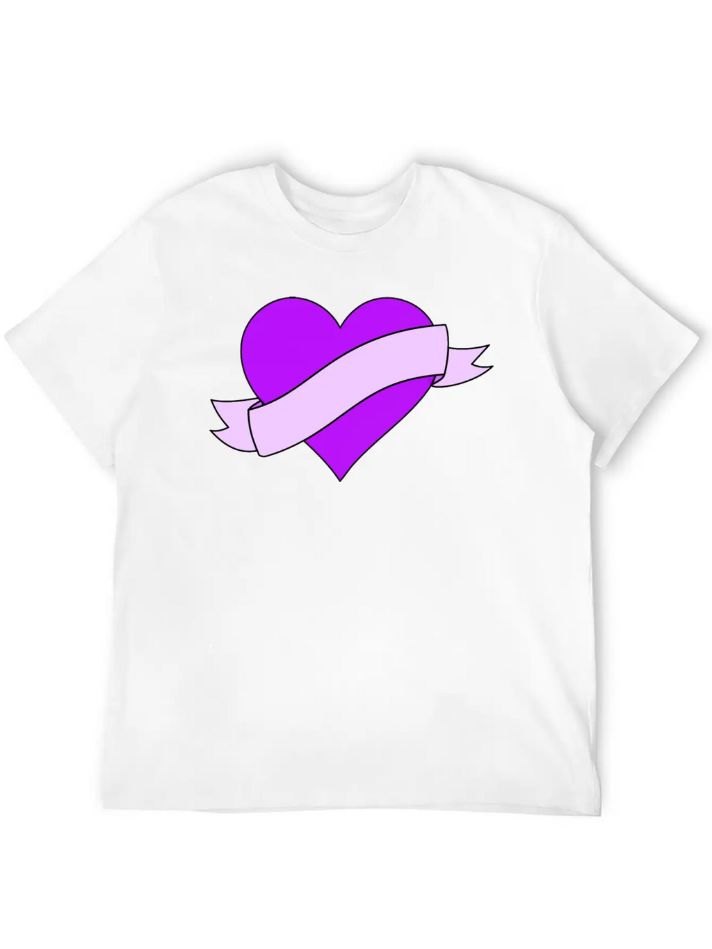 Heart With Ribbon Banner Unisex Casual T-Shirt – Clean Design For Daily Comfort