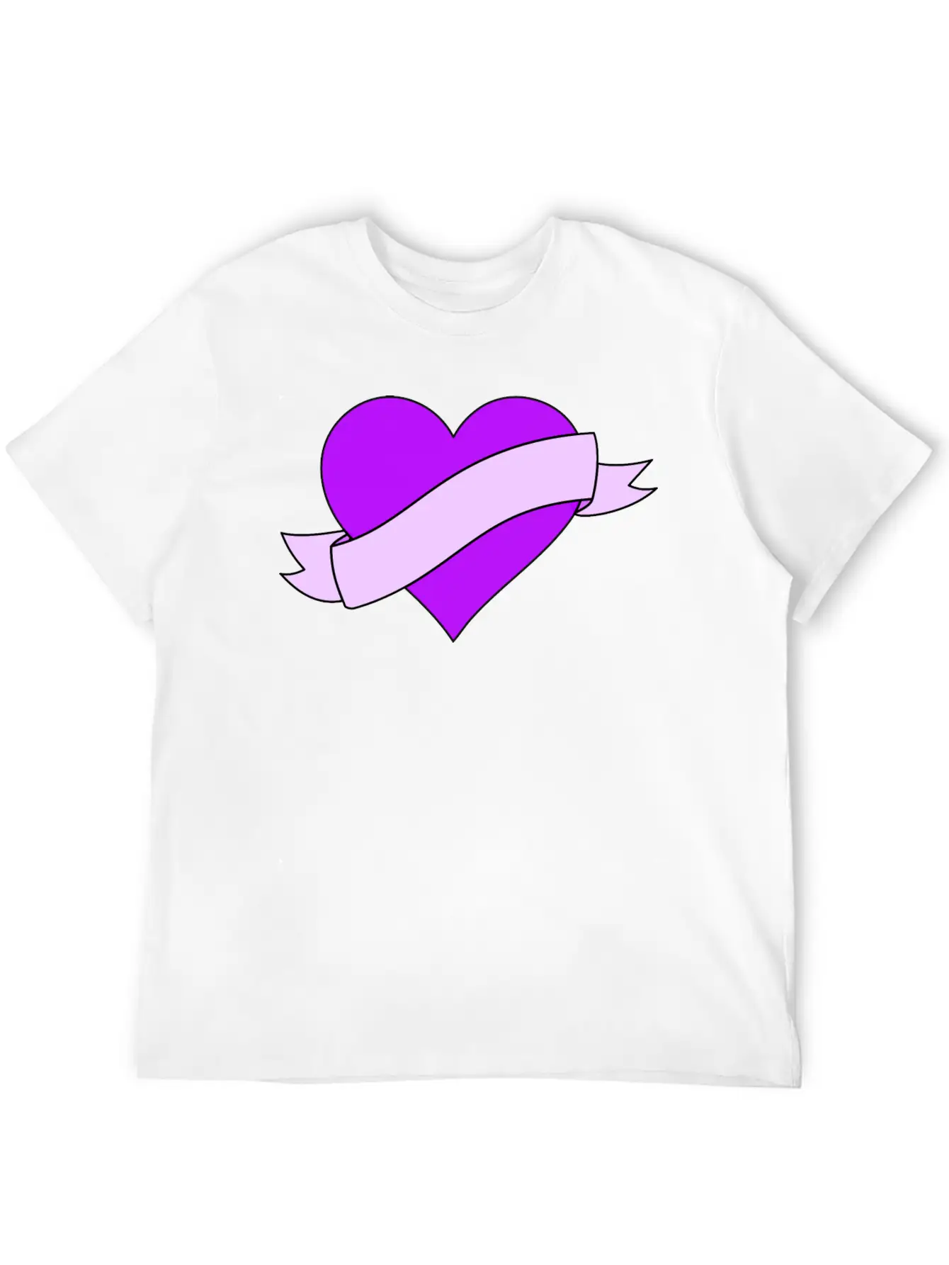 Heart With Ribbon Banner Unisex Casual T-Shirt – Clean Design For Daily Comfort