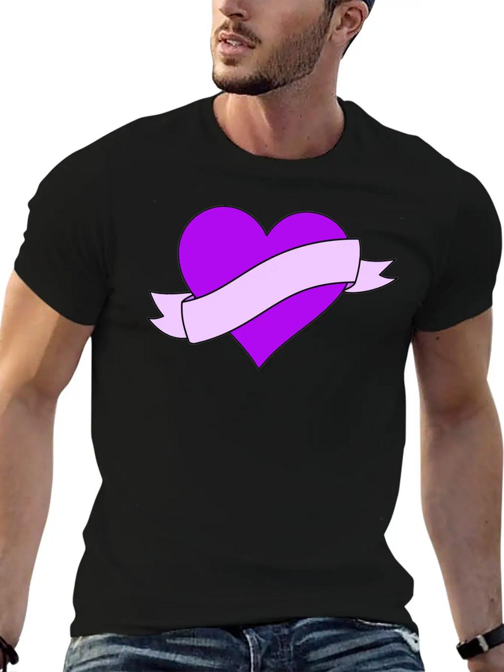Heart With Ribbon Banner Unisex Casual T-Shirt – Clean Design For Daily Comfort
