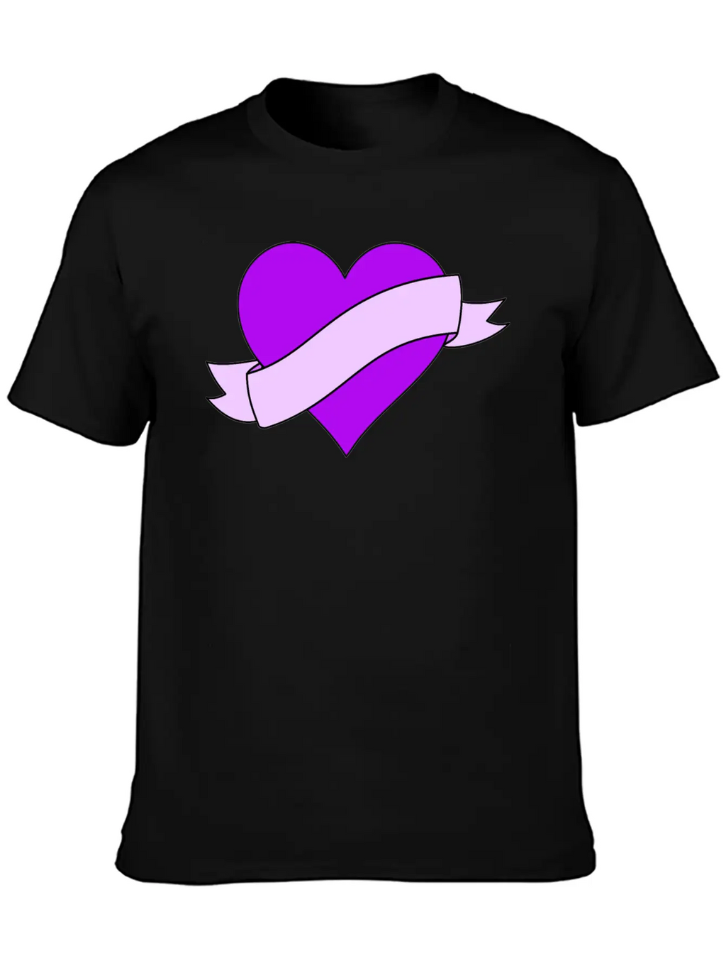 Heart With Ribbon Banner Unisex Casual T-Shirt – Clean Design For Daily Comfort