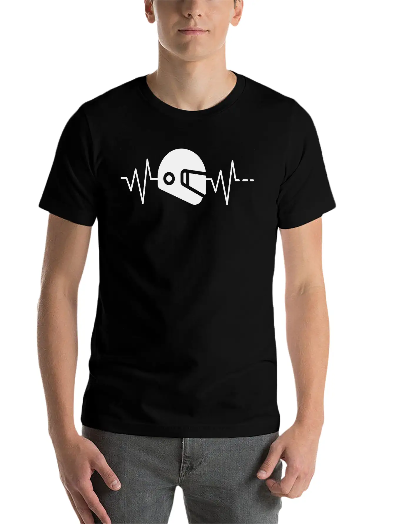 Heartbeat - Helmet, Motor Racing Sport, Motorcycle Classic Cotton Tee – Unisex Comfort For Any Season