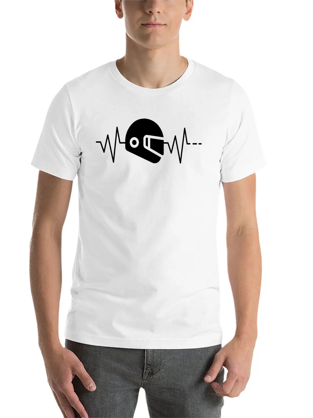 Heartbeat - Helmet, Motor Racing Sport, Motorcycle Classic Cotton Tee – Unisex Comfort For Any Season
