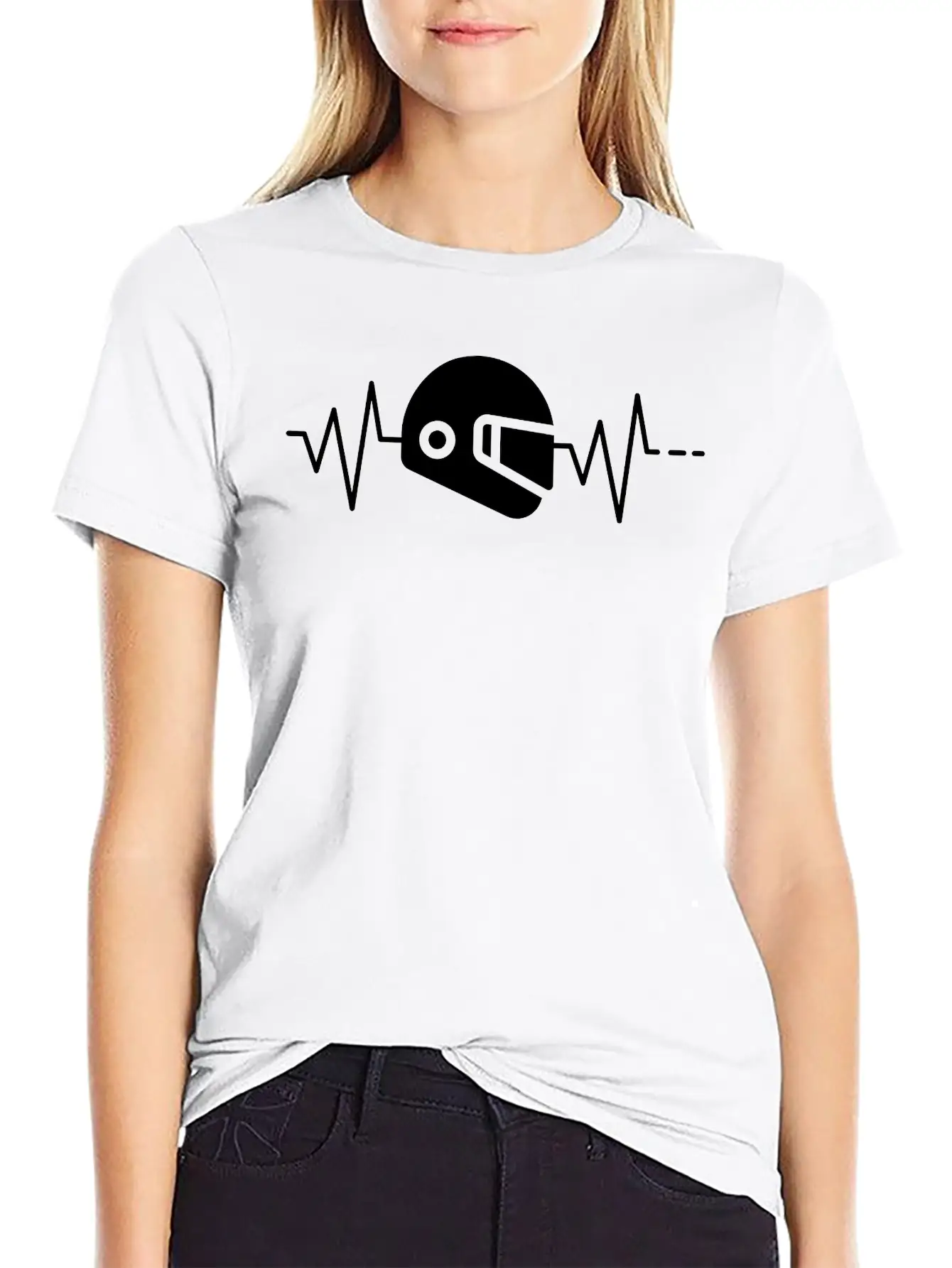 Heartbeat - Helmet, Motor Racing Sport, Motorcycle Classic Cotton Tee – Unisex Comfort For Any Season