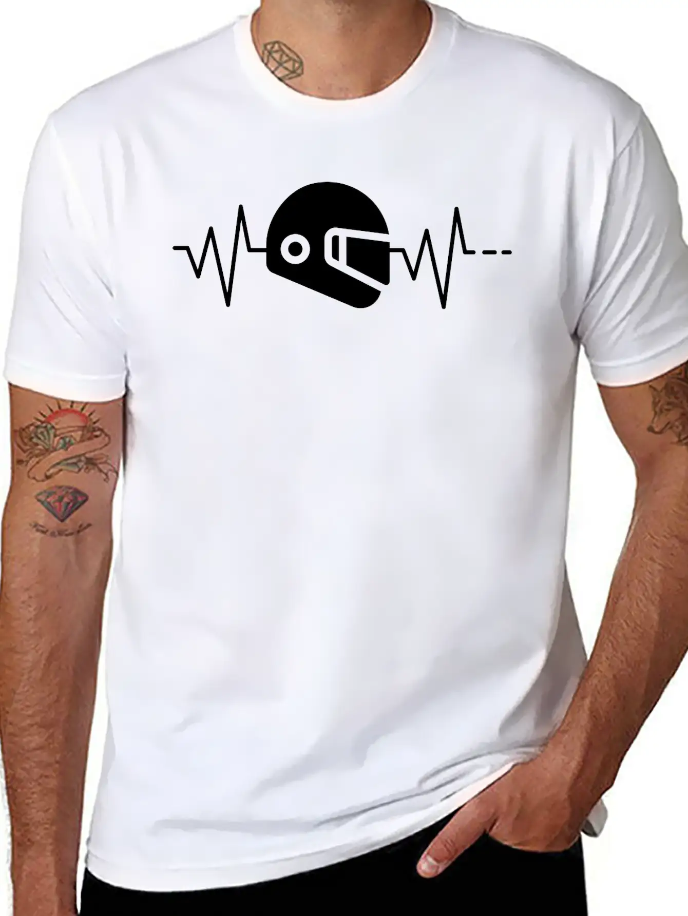 Heartbeat - Helmet, Motor Racing Sport, Motorcycle Classic Cotton Tee – Unisex Comfort For Any Season