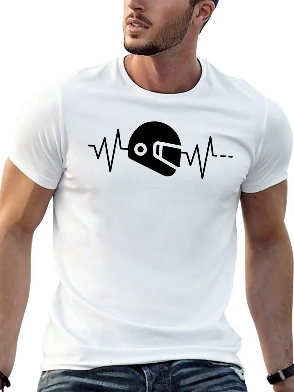 Heartbeat - Helmet, Motor Racing Sport, Motorcycle Classic Cotton Tee – Unisex Comfort For Any Season