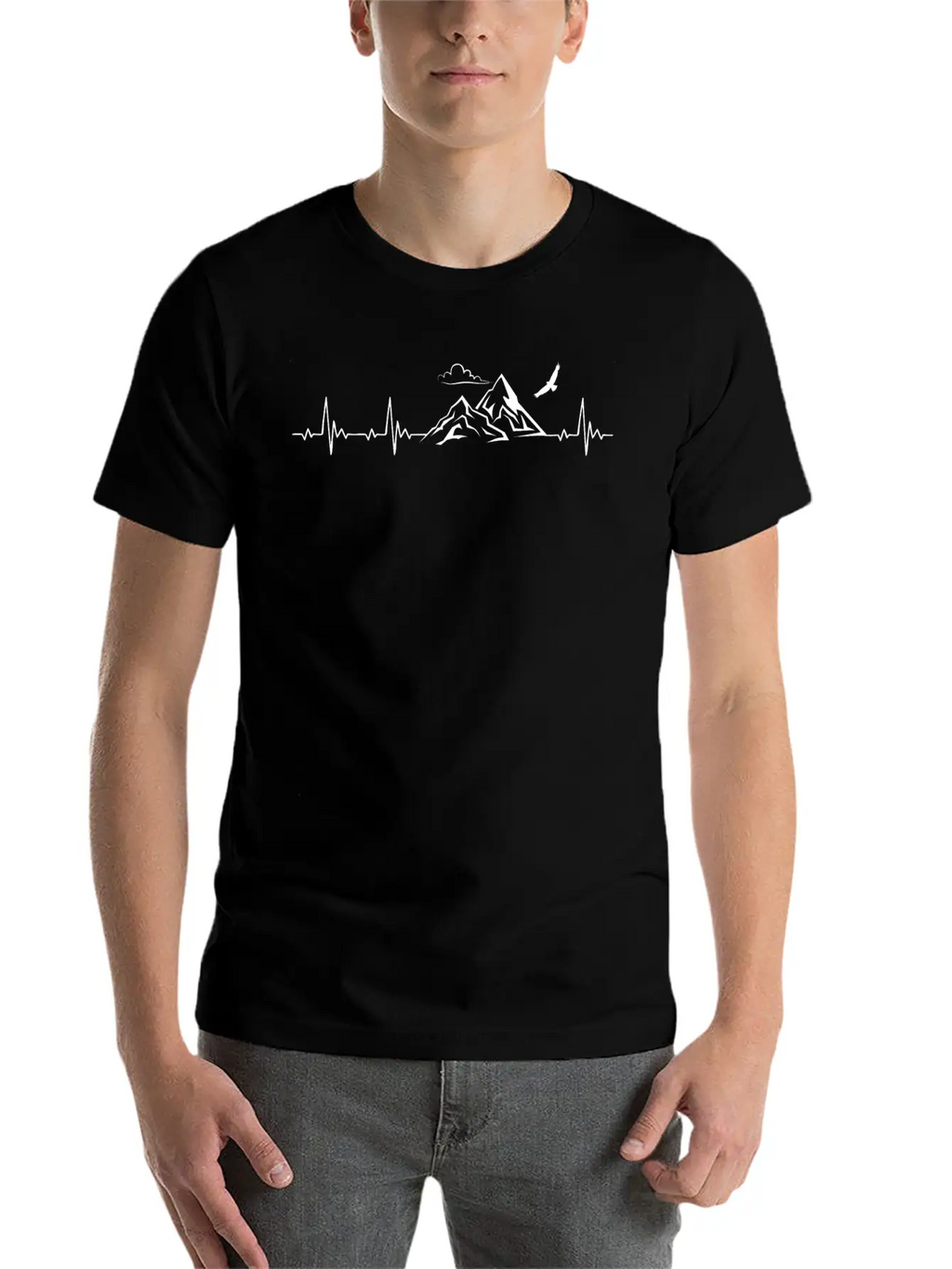Heartbeat Mountain For Mountain Lovers Breathable Soft Cotton T-Shirt – Timeless Casual Look