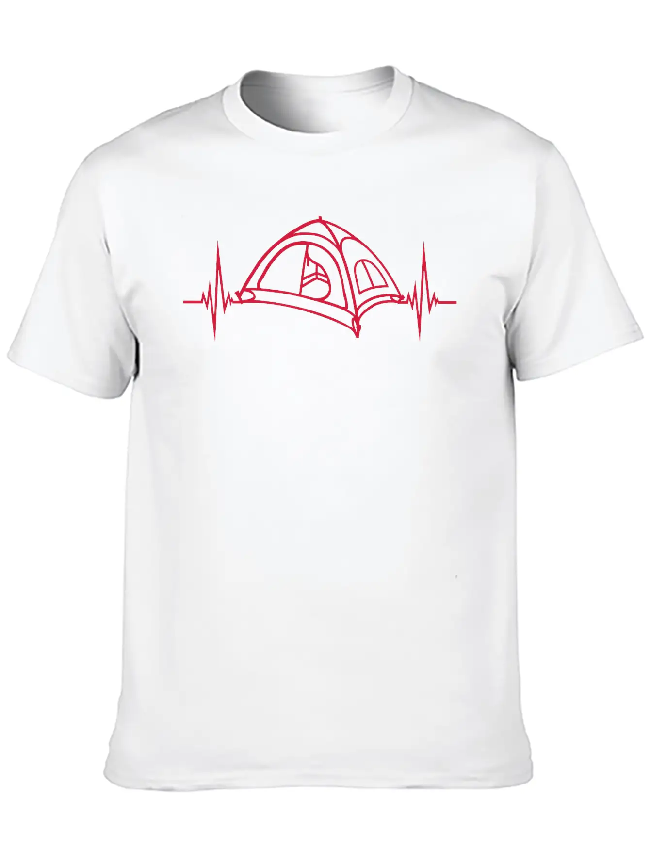 Heartbeat Pulse Camping Tent Basic Graphic T-Shirt – Daily Comfort In Soft Cotton