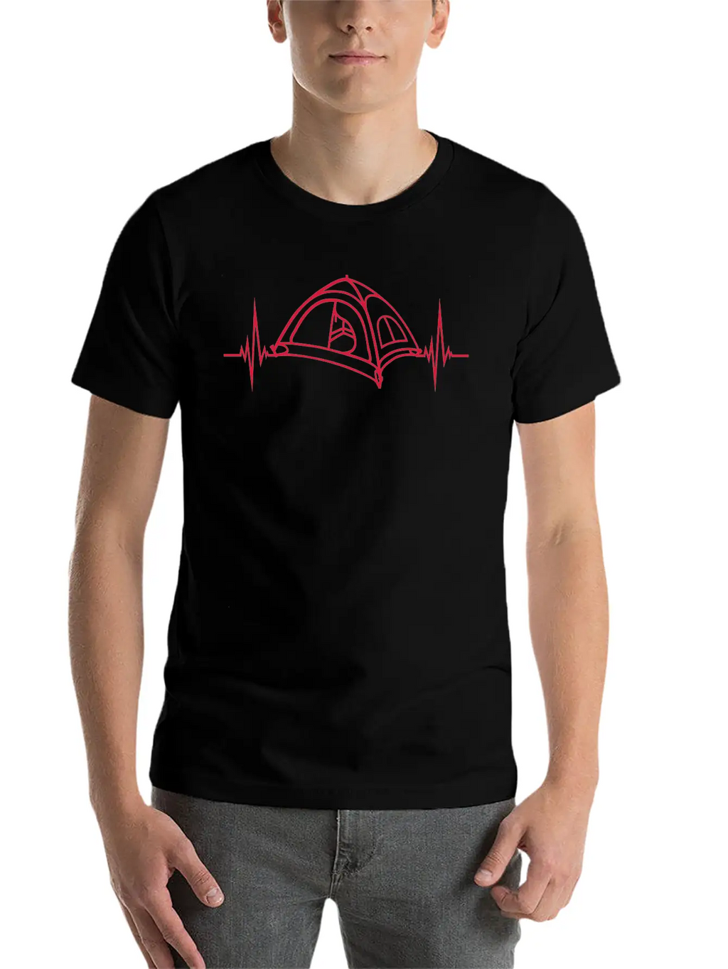 Heartbeat Pulse Camping Tent Basic Graphic T-Shirt – Daily Comfort In Soft Cotton