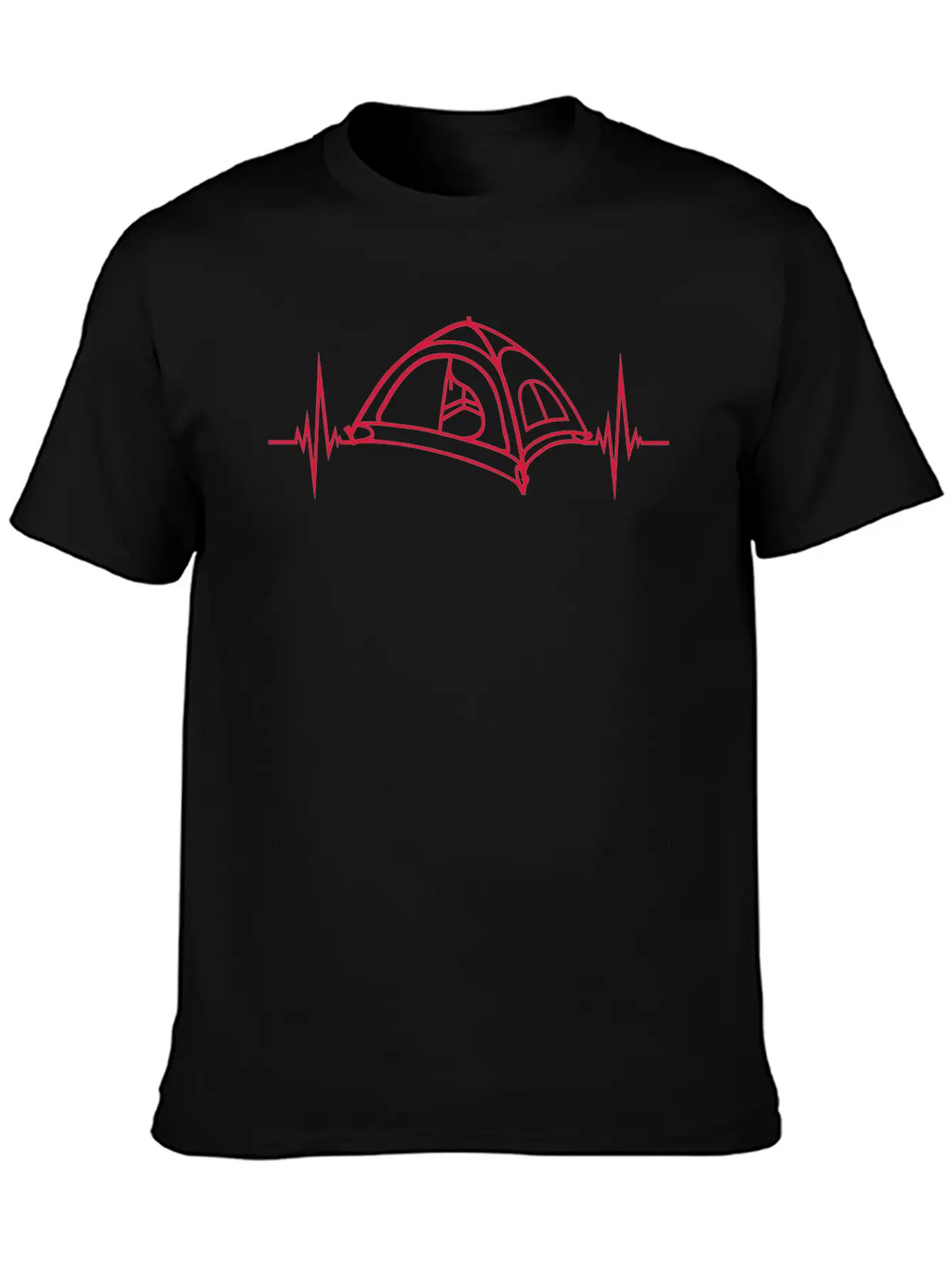 Heartbeat Pulse Camping Tent Basic Graphic T-Shirt – Daily Comfort In Soft Cotton