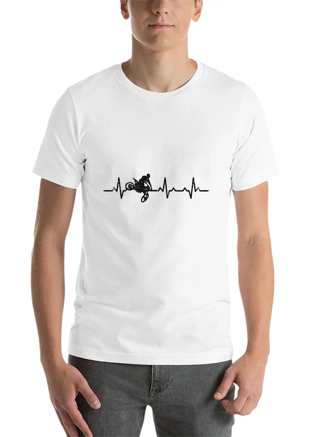 Heartbeats Motor Cross Heart Rate Essential Cotton Tee For Daily Outfits – Unisex Style