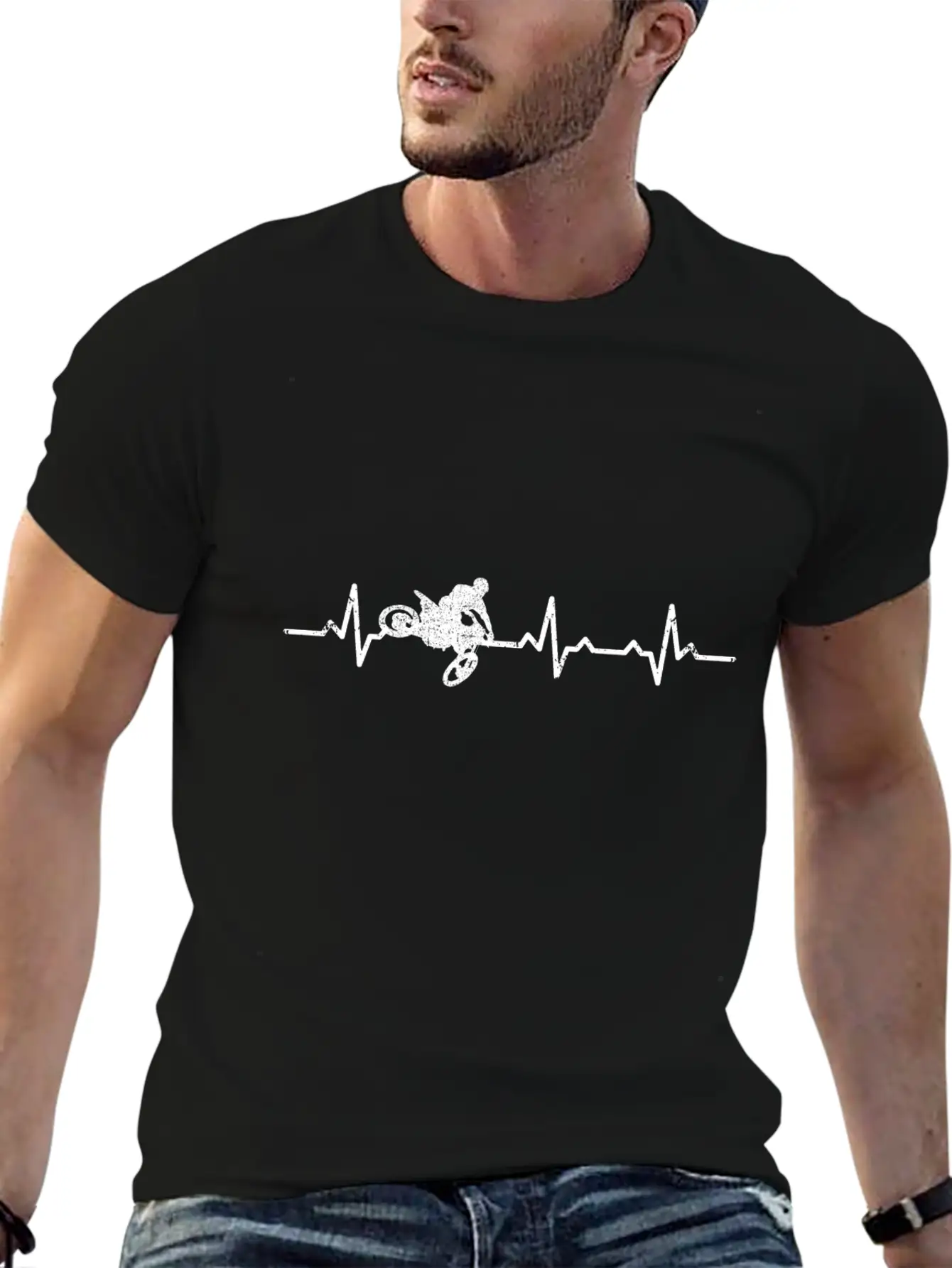 Heartbeats Motor Cross Heart Rate Essential Cotton Tee For Daily Outfits – Unisex Style