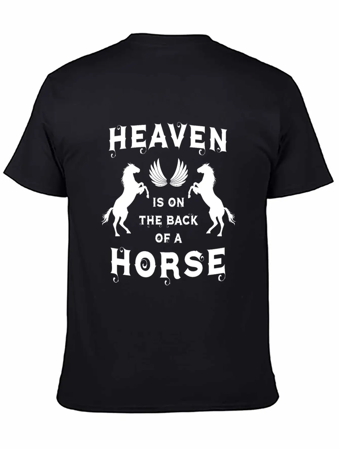 Heaven Is On The Back Of A Horse Angel Wing Horses Classic Cotton Tee – Unisex Comfort For Any Season