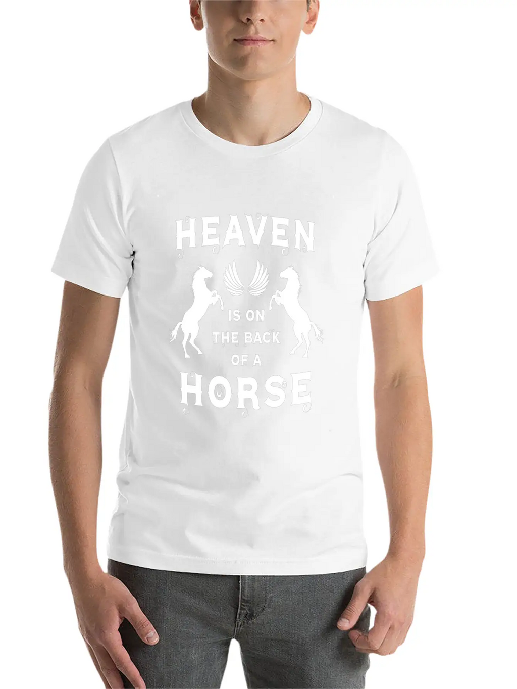 Heaven Is On The Back Of A Horse Angel Wing Horses Classic Cotton Tee – Unisex Comfort For Any Season