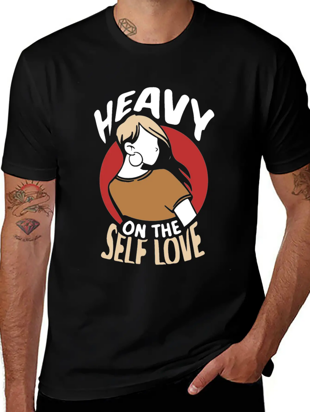Heavy On The Self Love Myself Positive Loving Breathable Graphic T-Shirt – Perfect For Casual Days