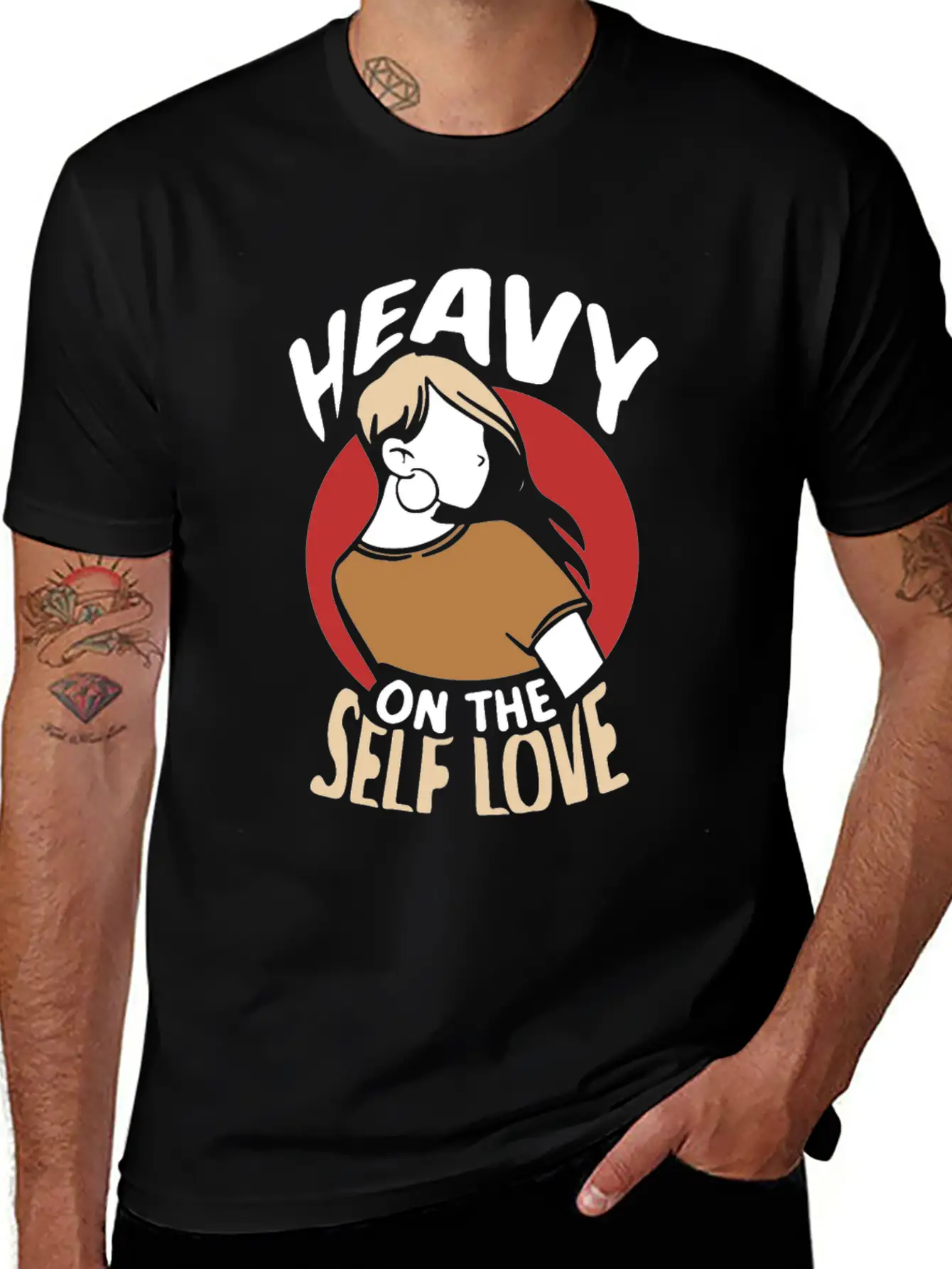 Heavy On The Self Love Myself Positive Loving Breathable Graphic T-Shirt – Perfect For Casual Days