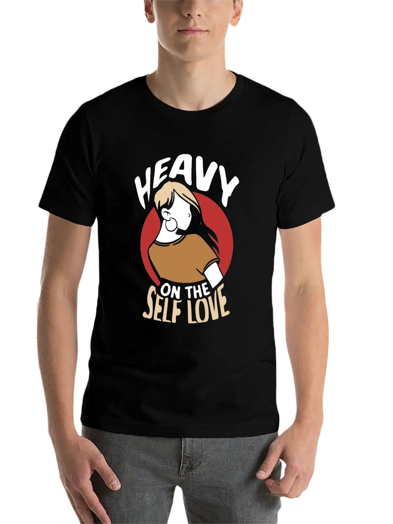 Heavy On The Self Love Myself Positive Loving Breathable Graphic T-Shirt – Perfect For Casual Days