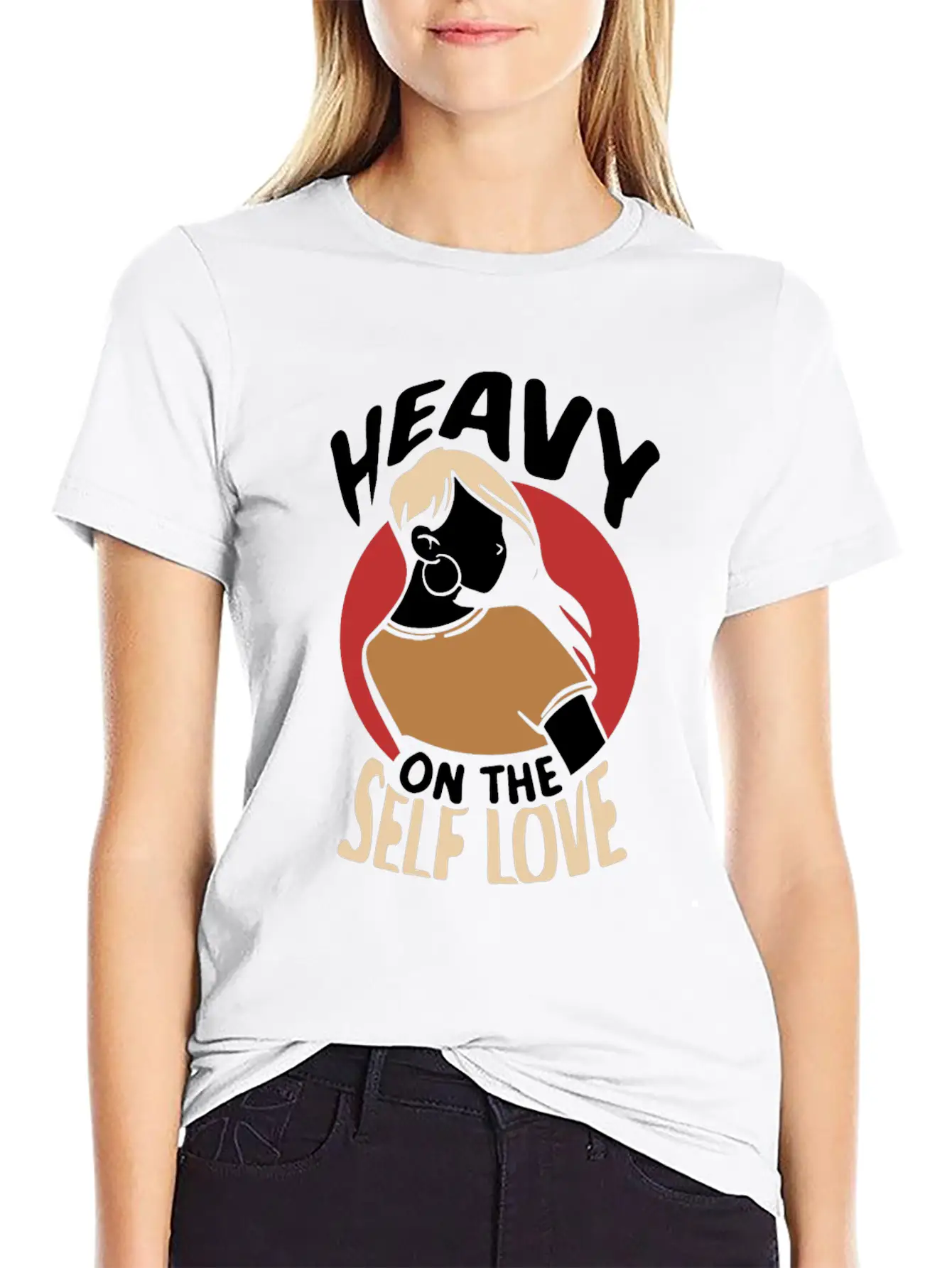 Heavy On The Self Love Myself Positive Loving Breathable Graphic T-Shirt – Perfect For Casual Days