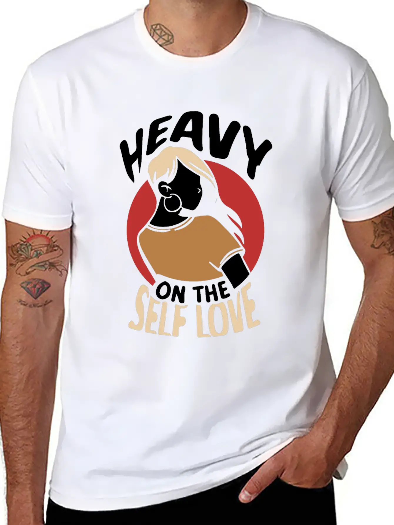 Heavy On The Self Love Myself Positive Loving Breathable Graphic T-Shirt – Perfect For Casual Days
