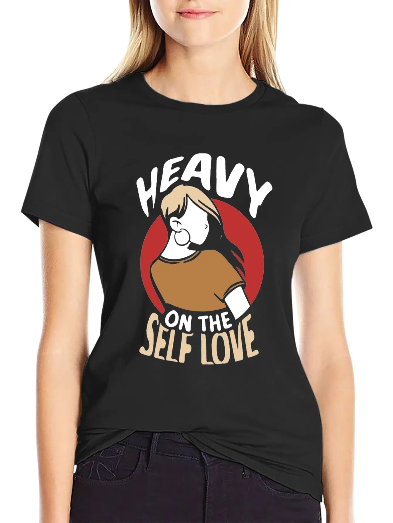 Heavy On The Self Love Myself Positive Loving Breathable Graphic T-Shirt – Perfect For Casual Days