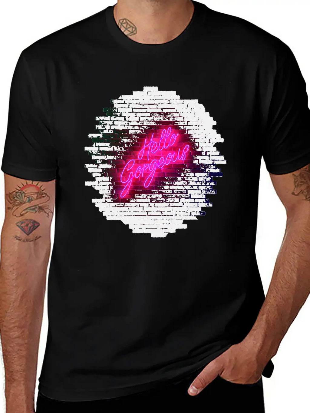 Hello Gorgeous - Neon Sign Classic Cotton Tee – Unisex Comfort For Any Season