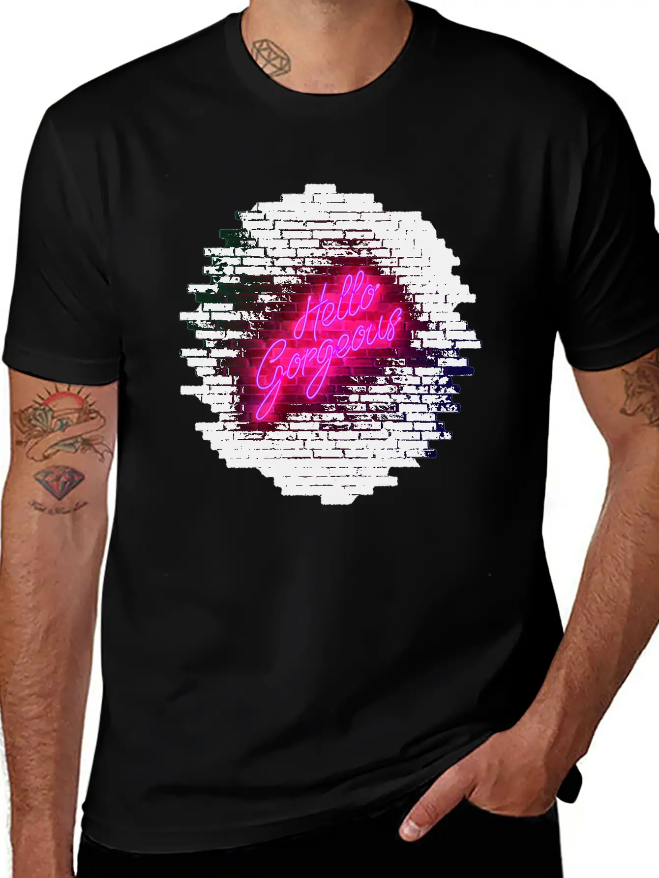 Hello Gorgeous - Neon Sign Classic Cotton Tee – Unisex Comfort For Any Season