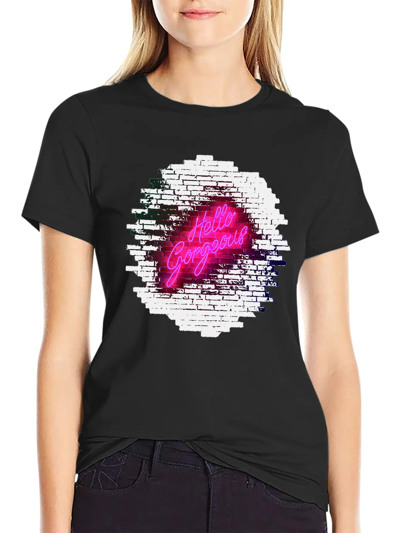 Hello Gorgeous - Neon Sign Classic Cotton Tee – Unisex Comfort For Any Season