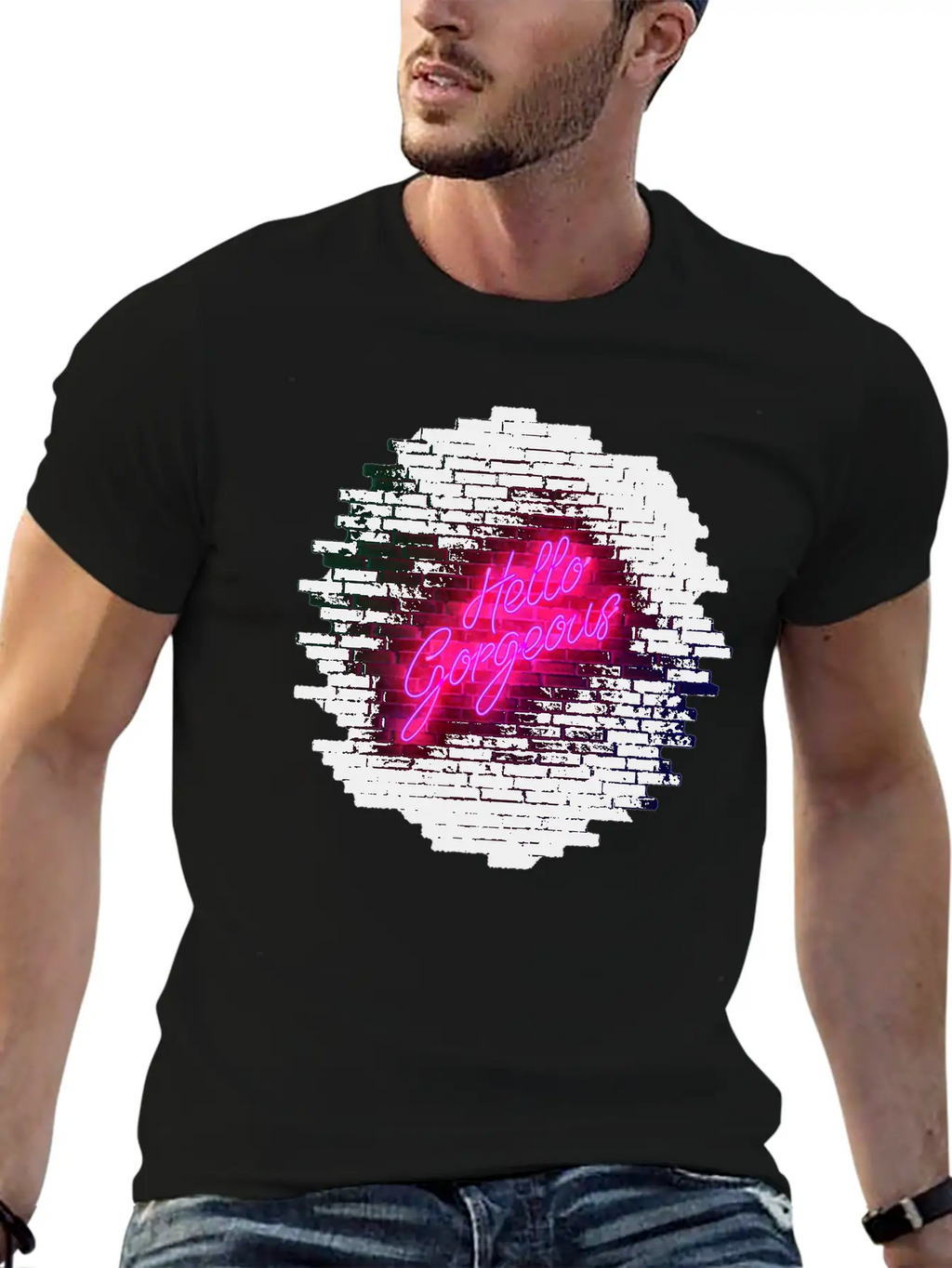Hello Gorgeous - Neon Sign Classic Cotton Tee – Unisex Comfort For Any Season