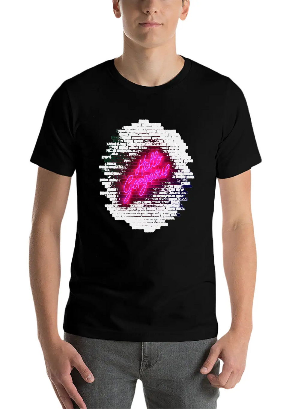 Hello Gorgeous - Neon Sign Classic Cotton Tee – Unisex Comfort For Any Season