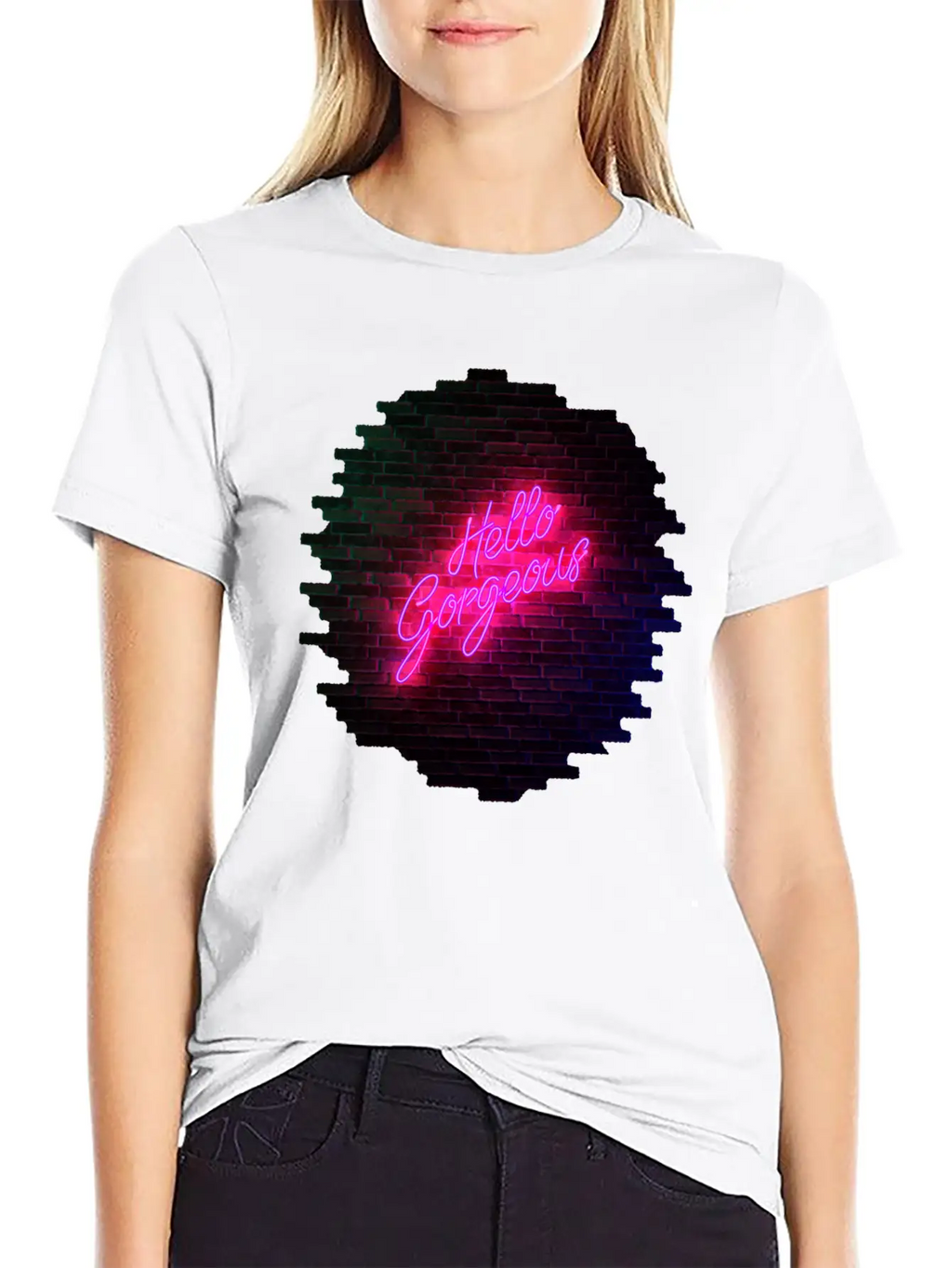 Hello Gorgeous - Neon Sign Classic Cotton Tee – Unisex Comfort For Any Season
