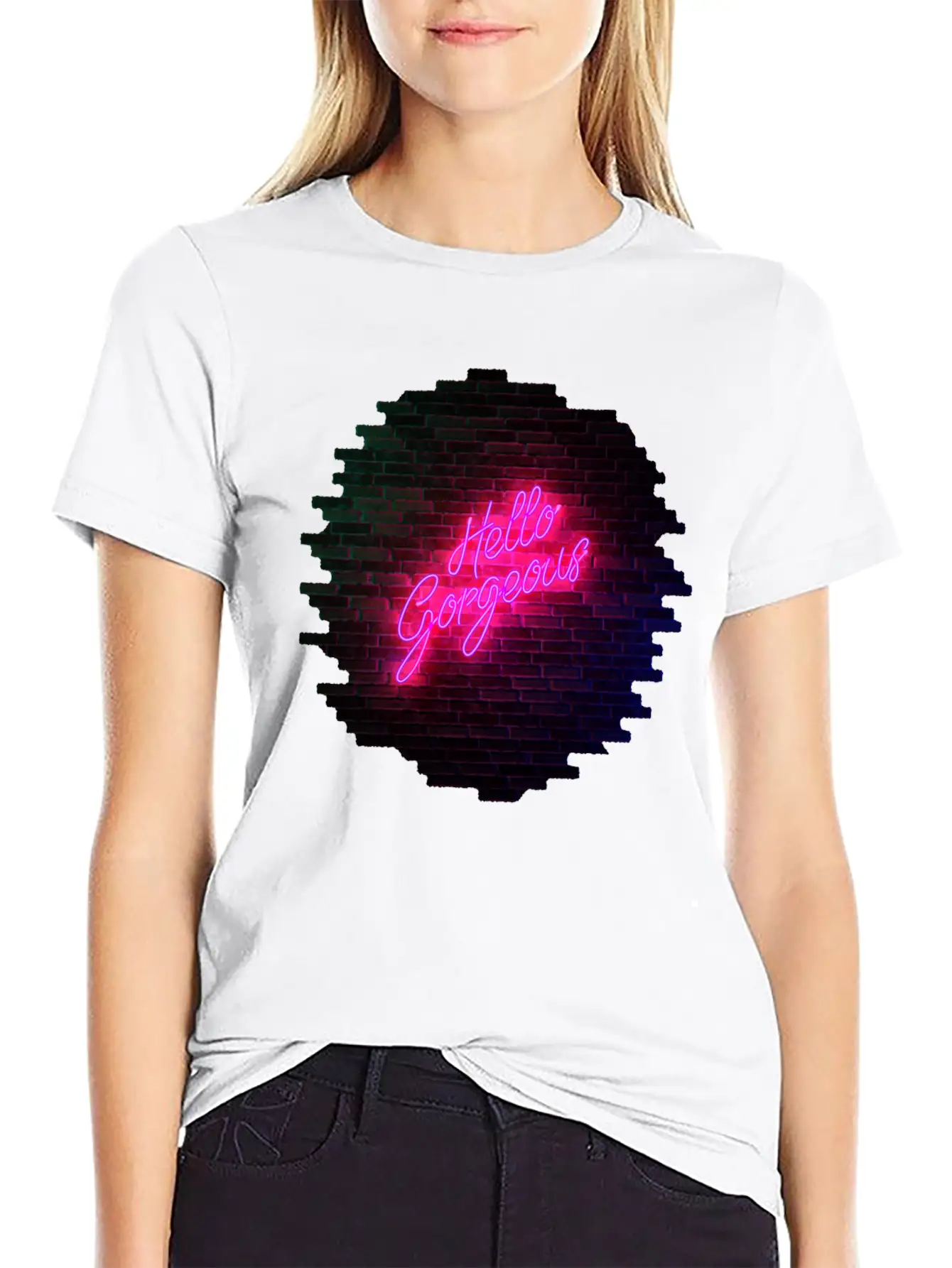 Hello Gorgeous - Neon Sign Classic Cotton Tee – Unisex Comfort For Any Season