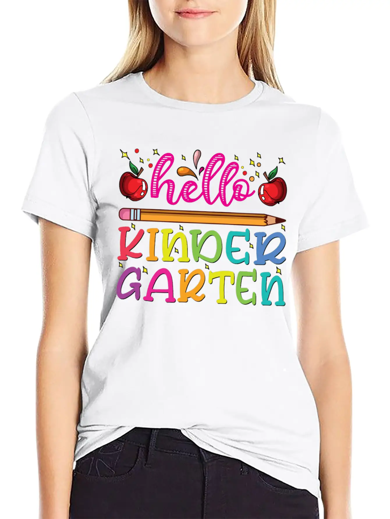 Hello Kindergarten Outfit Pencil Basic Graphic T-Shirt – Daily Comfort In Soft Cotton