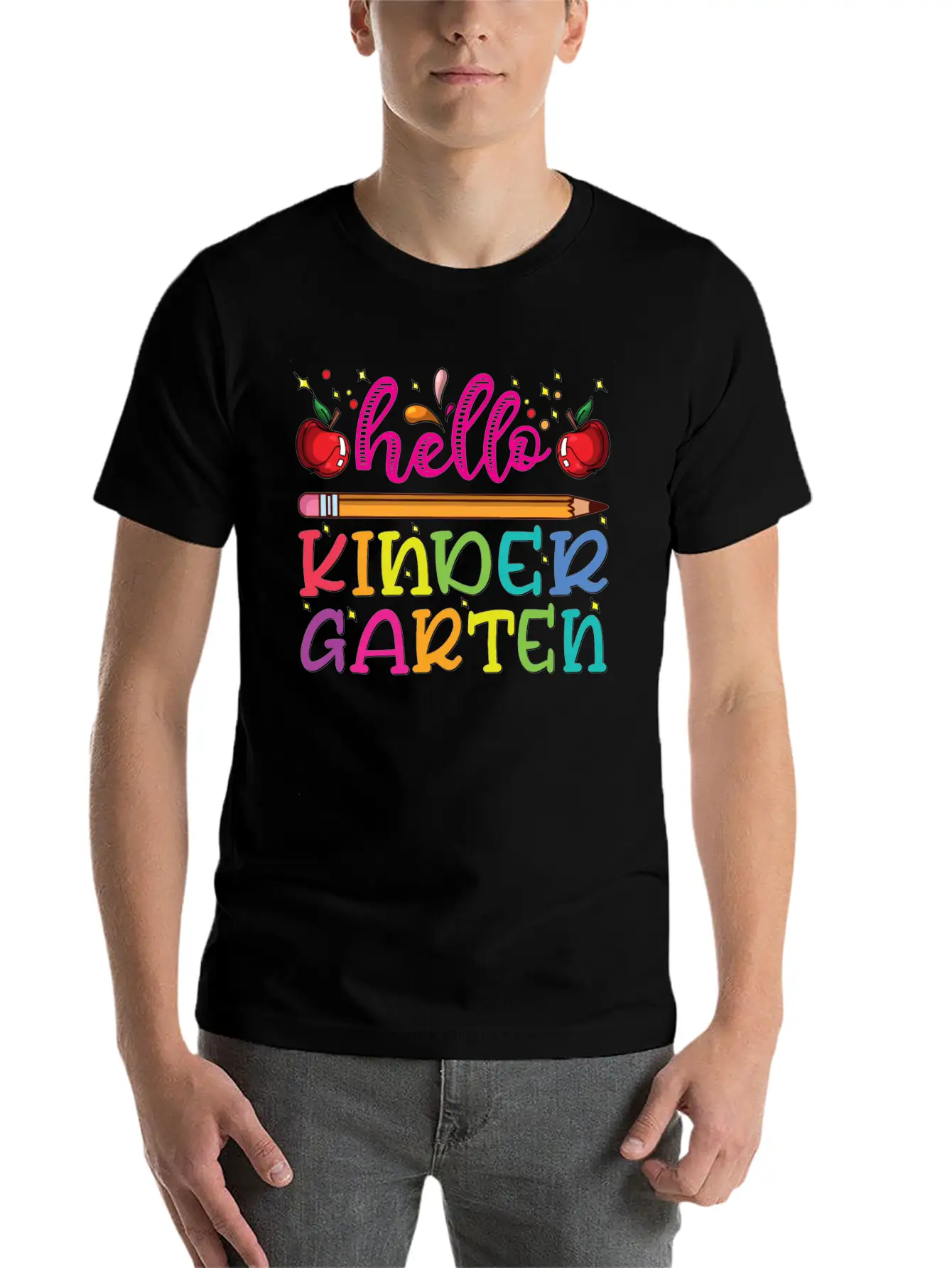 Hello Kindergarten Outfit Pencil Basic Graphic T-Shirt – Daily Comfort In Soft Cotton