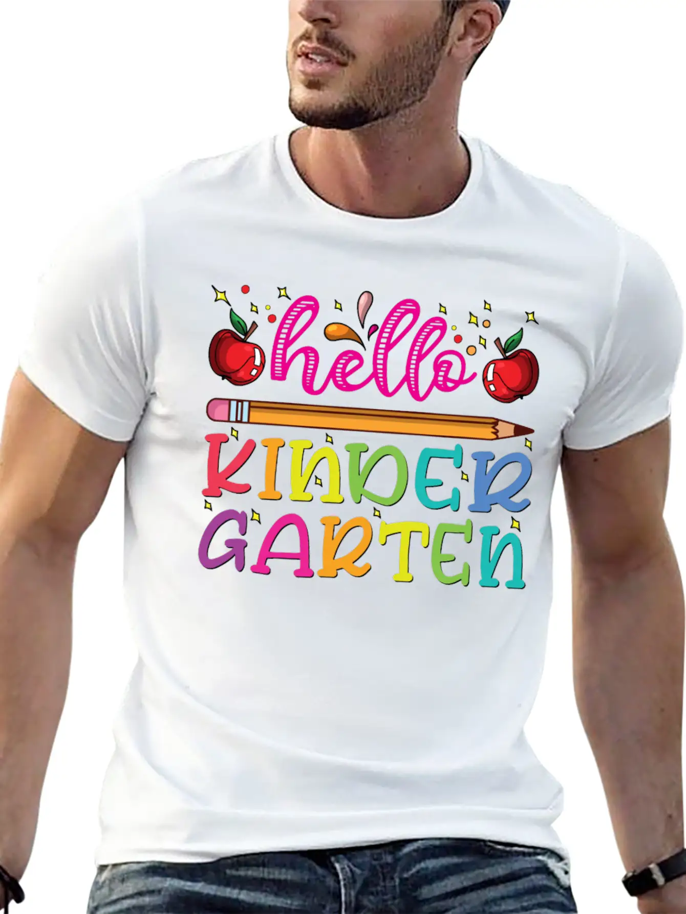 Hello Kindergarten Outfit Pencil Basic Graphic T-Shirt – Daily Comfort In Soft Cotton