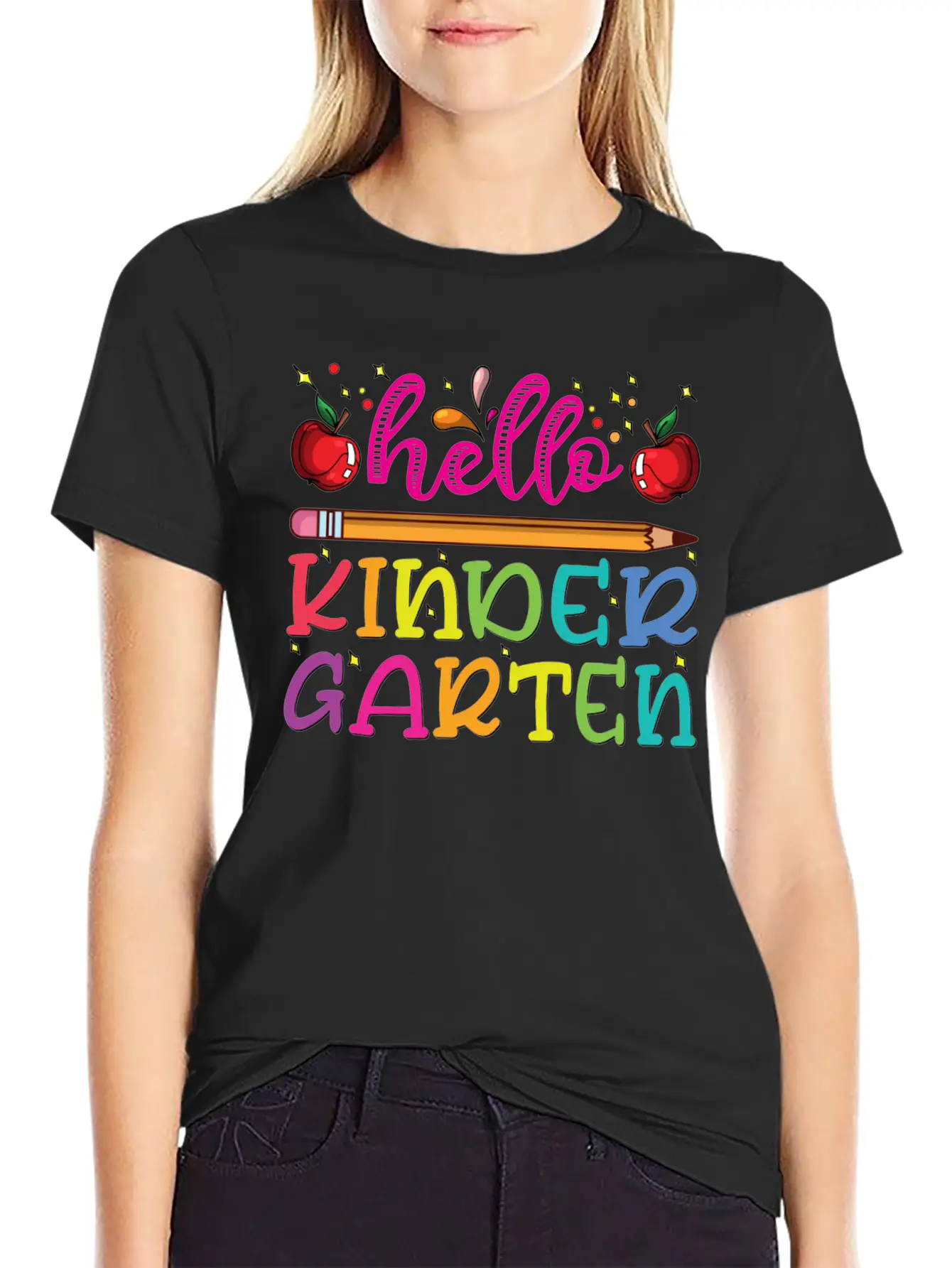 Hello Kindergarten Outfit Pencil Basic Graphic T-Shirt – Daily Comfort In Soft Cotton